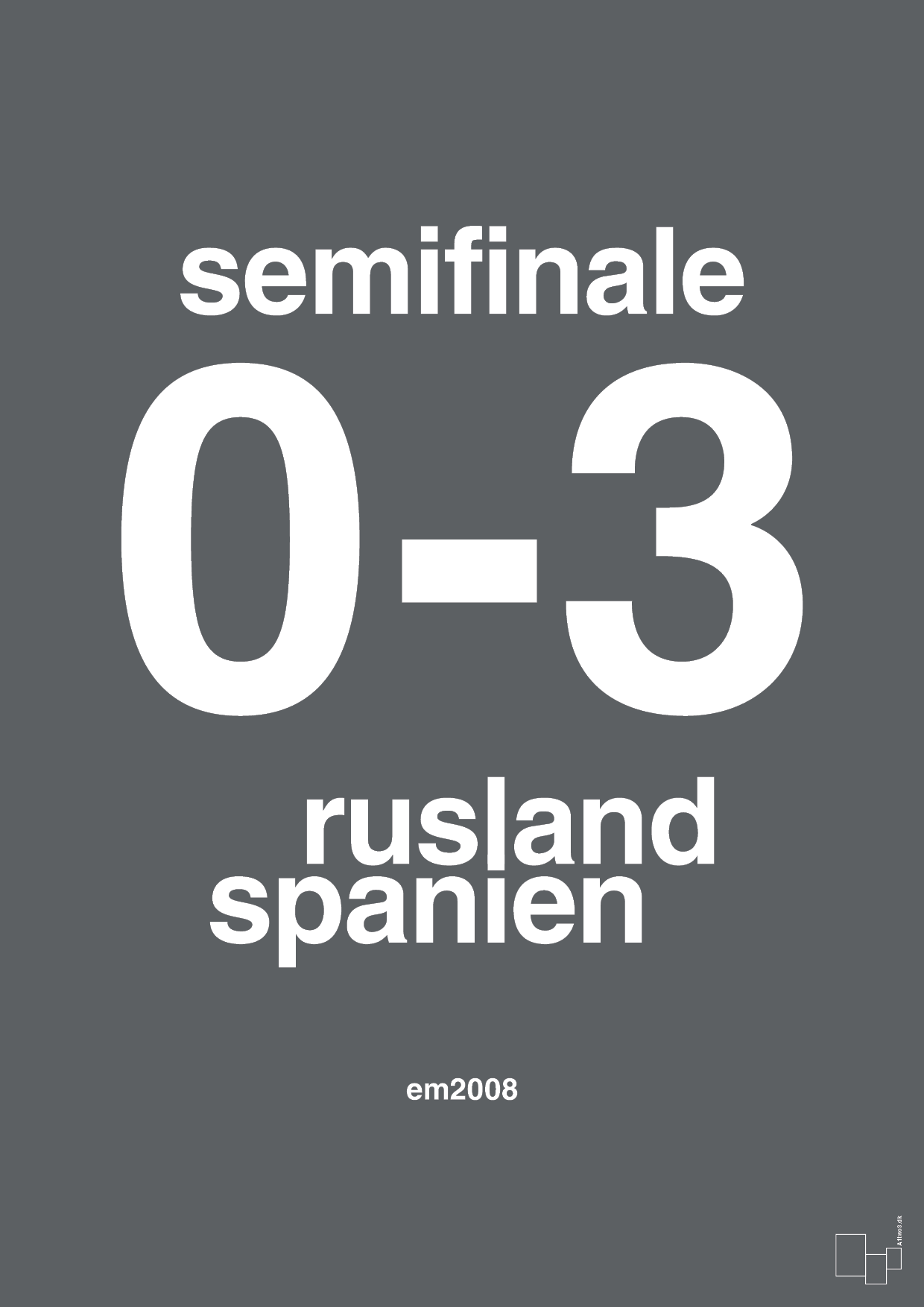 resultat for fodbold em semifinale A i 2008 - Plakat med Sport & Fritid i Graphic Charcoal