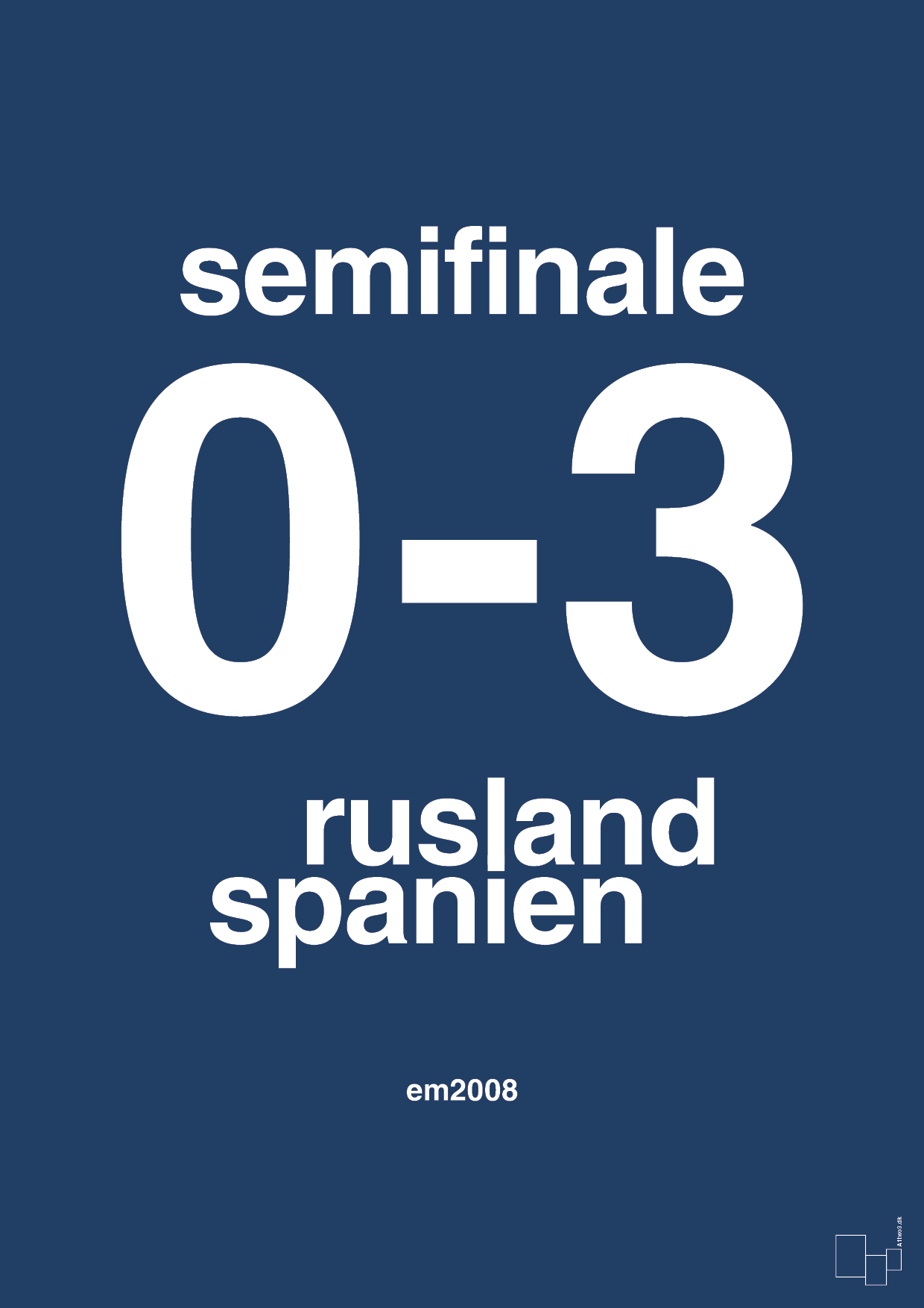 resultat for fodbold em semifinale A i 2008 - Plakat med Sport & Fritid i Lapis Blue