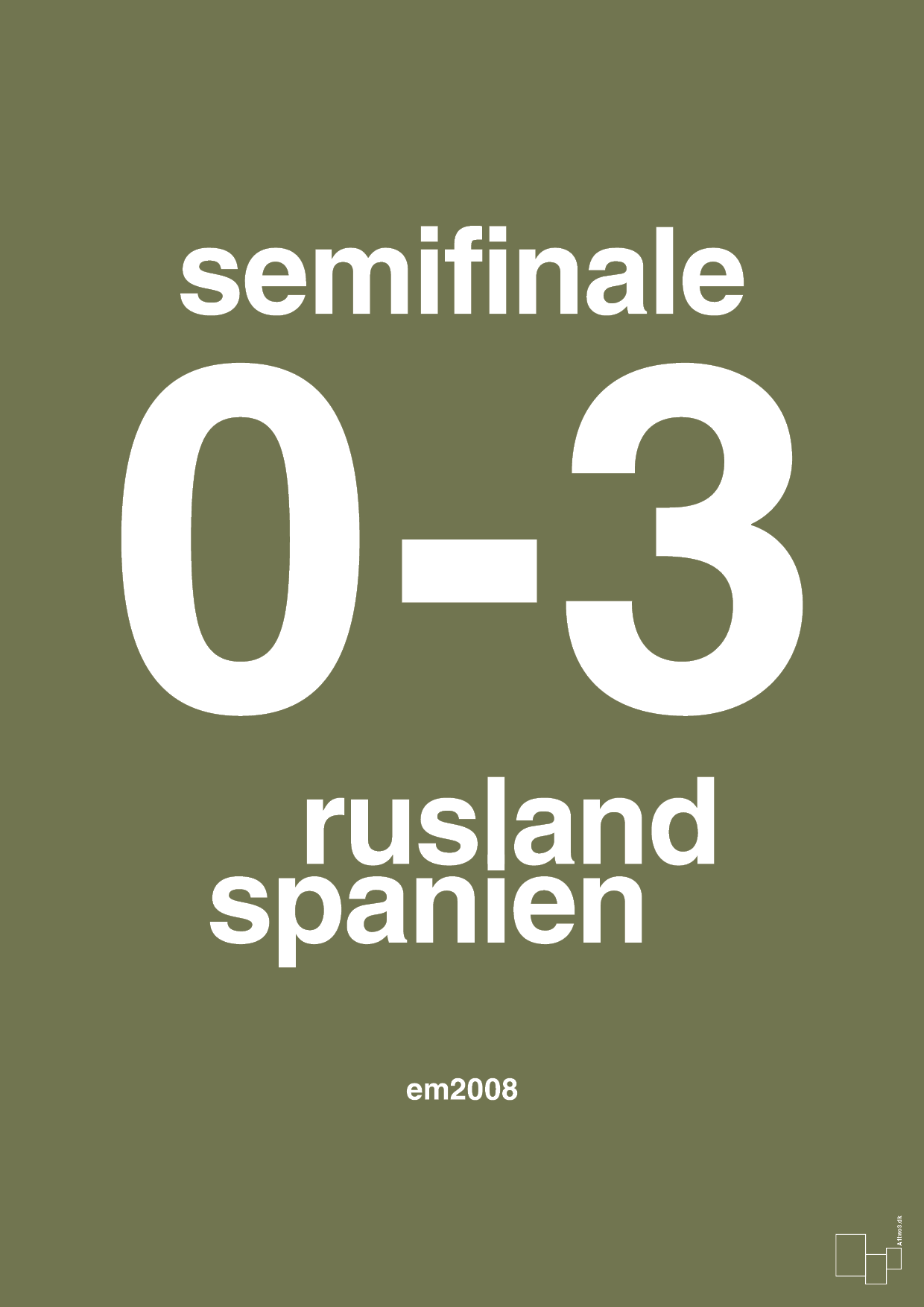resultat for fodbold em semifinale A i 2008 - Plakat med Sport & Fritid i Secret Meadow
