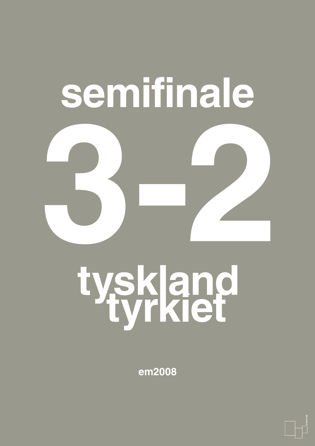 resultat for fodbold em semifinale B i 2008 - Plakat med Sport & Fritid i Battleship Gray