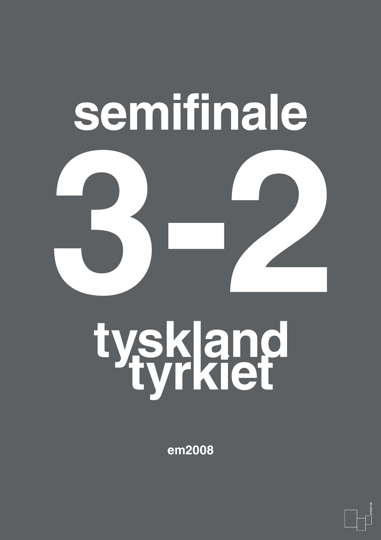 resultat for fodbold em semifinale B i 2008 - Plakat med Sport & Fritid i Graphic Charcoal
