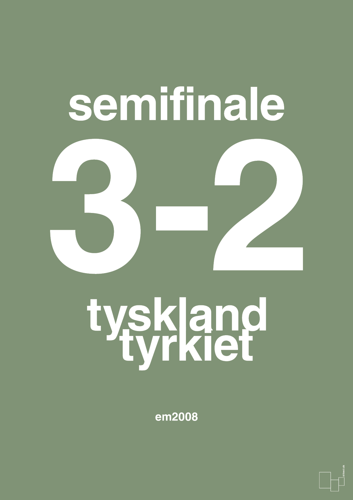 resultat for fodbold em semifinale B i 2008 - Plakat med Sport & Fritid i Jade