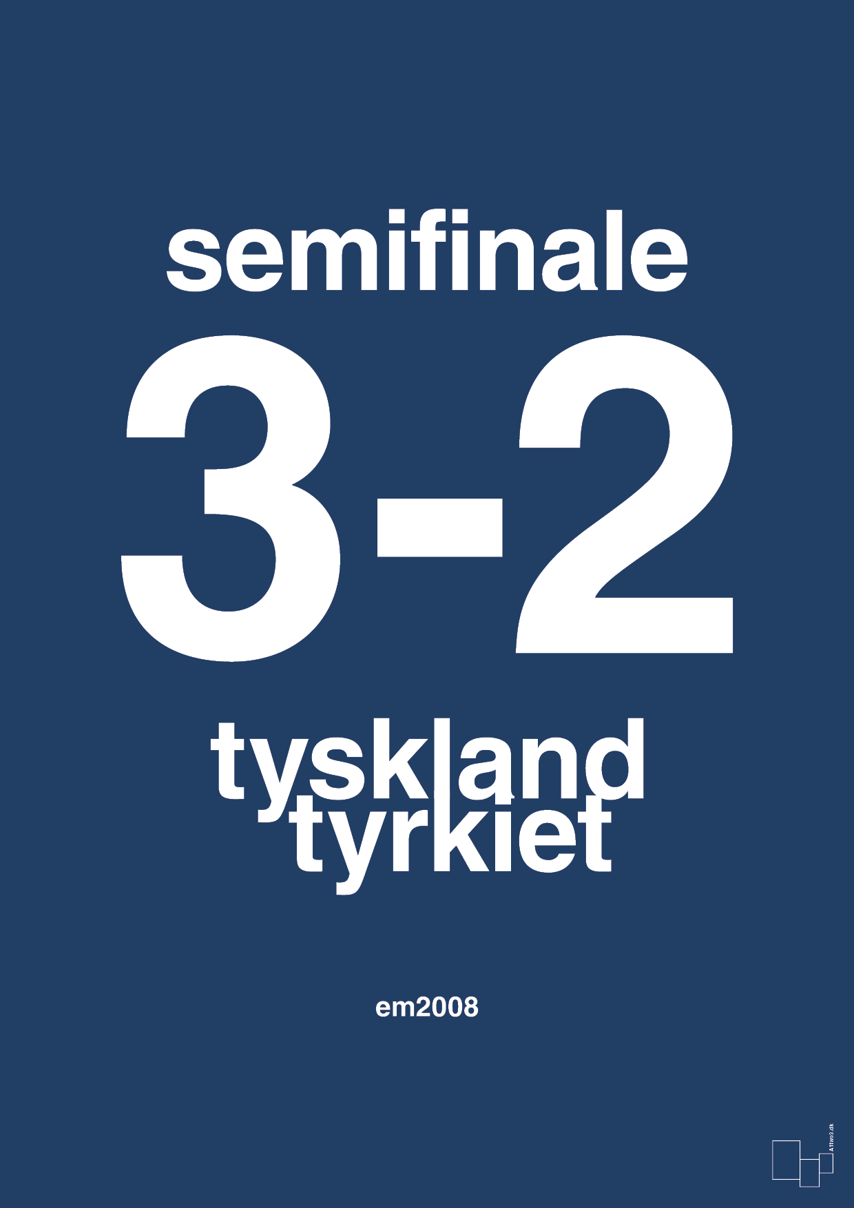 resultat for fodbold em semifinale B i 2008 - Plakat med Sport & Fritid i Lapis Blue