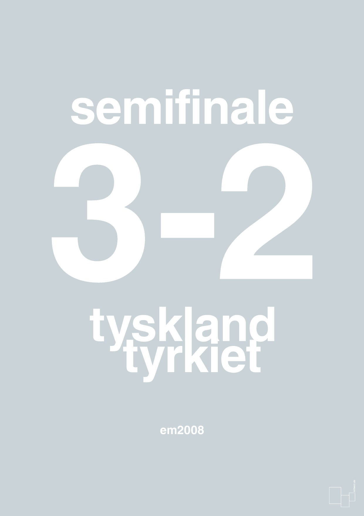 resultat for fodbold em semifinale B i 2008 - Plakat med Sport & Fritid i Light Drizzle