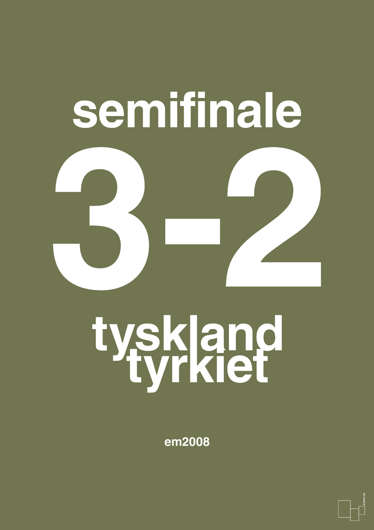 resultat for fodbold em semifinale B i 2008 - Plakat med Sport & Fritid i Secret Meadow