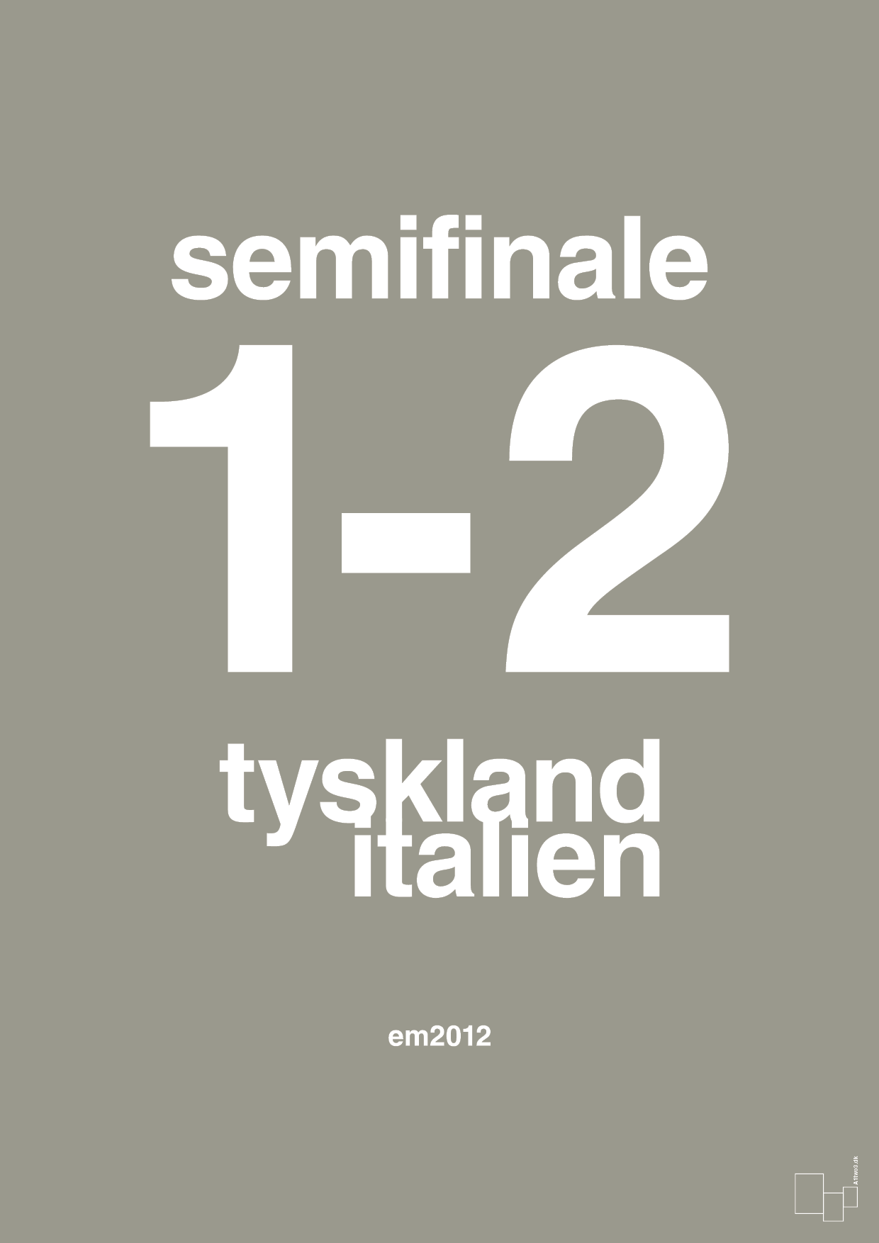resultat for fodbold em semifinale A i 2012 - Plakat med Sport & Fritid i Battleship Gray