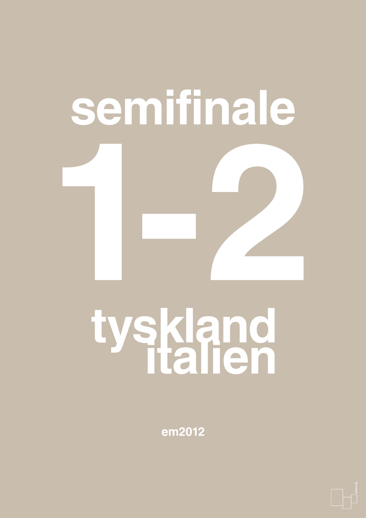 resultat for fodbold em semifinale A i 2012 - Plakat med Sport & Fritid i Creamy Mushroom