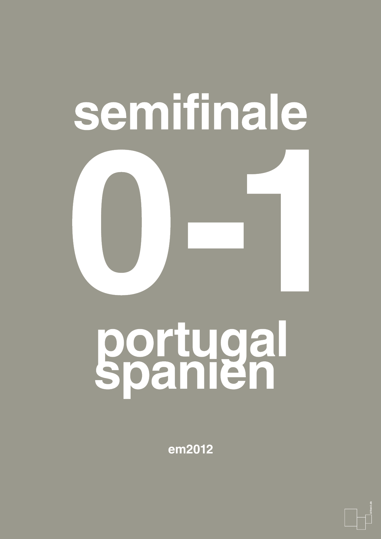 resultat for fodbold em semifinale B i 2012 - Plakat med Sport & Fritid i Battleship Gray