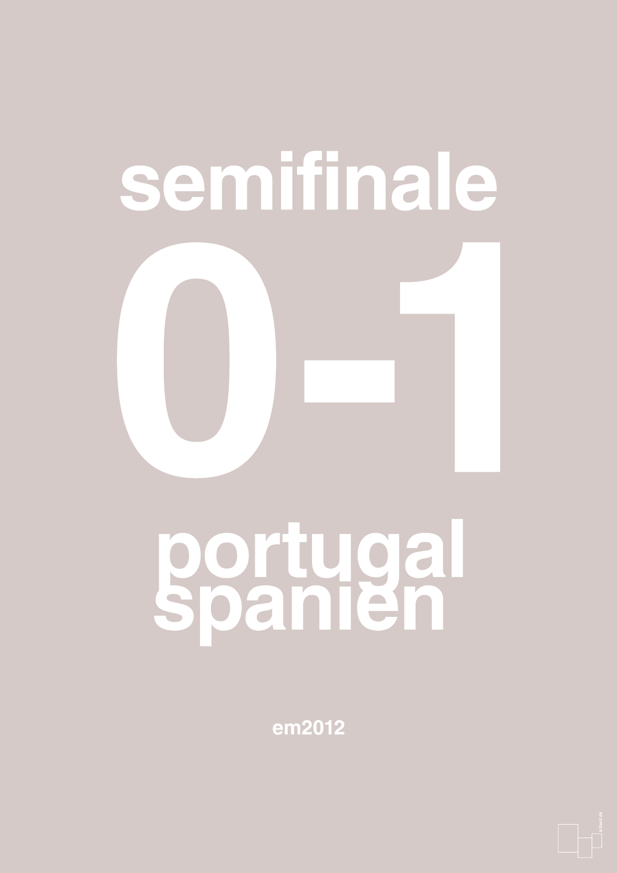 resultat for fodbold em semifinale B i 2012 - Plakat med Sport & Fritid i Broken Beige