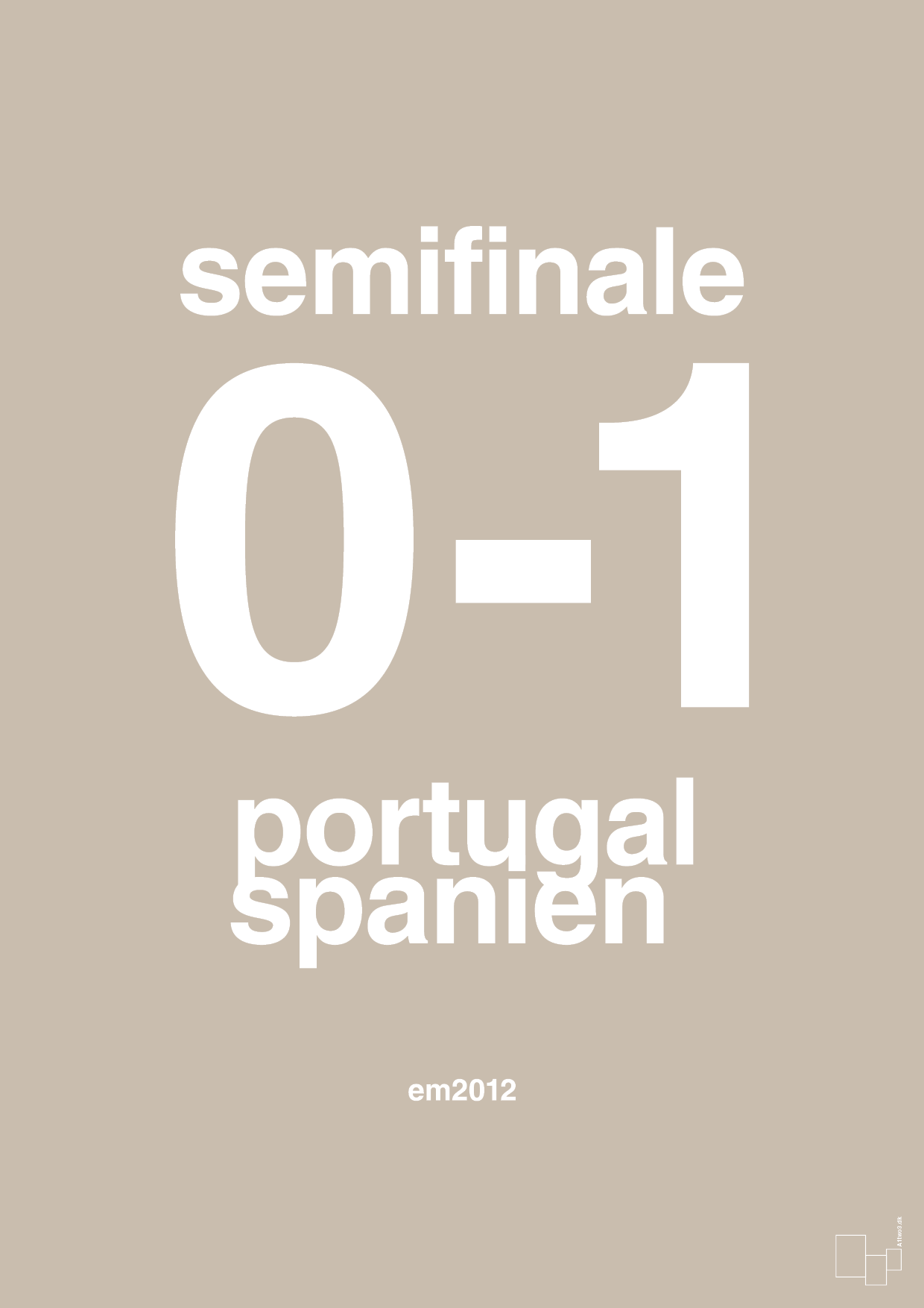 resultat for fodbold em semifinale B i 2012 - Plakat med Sport & Fritid i Creamy Mushroom