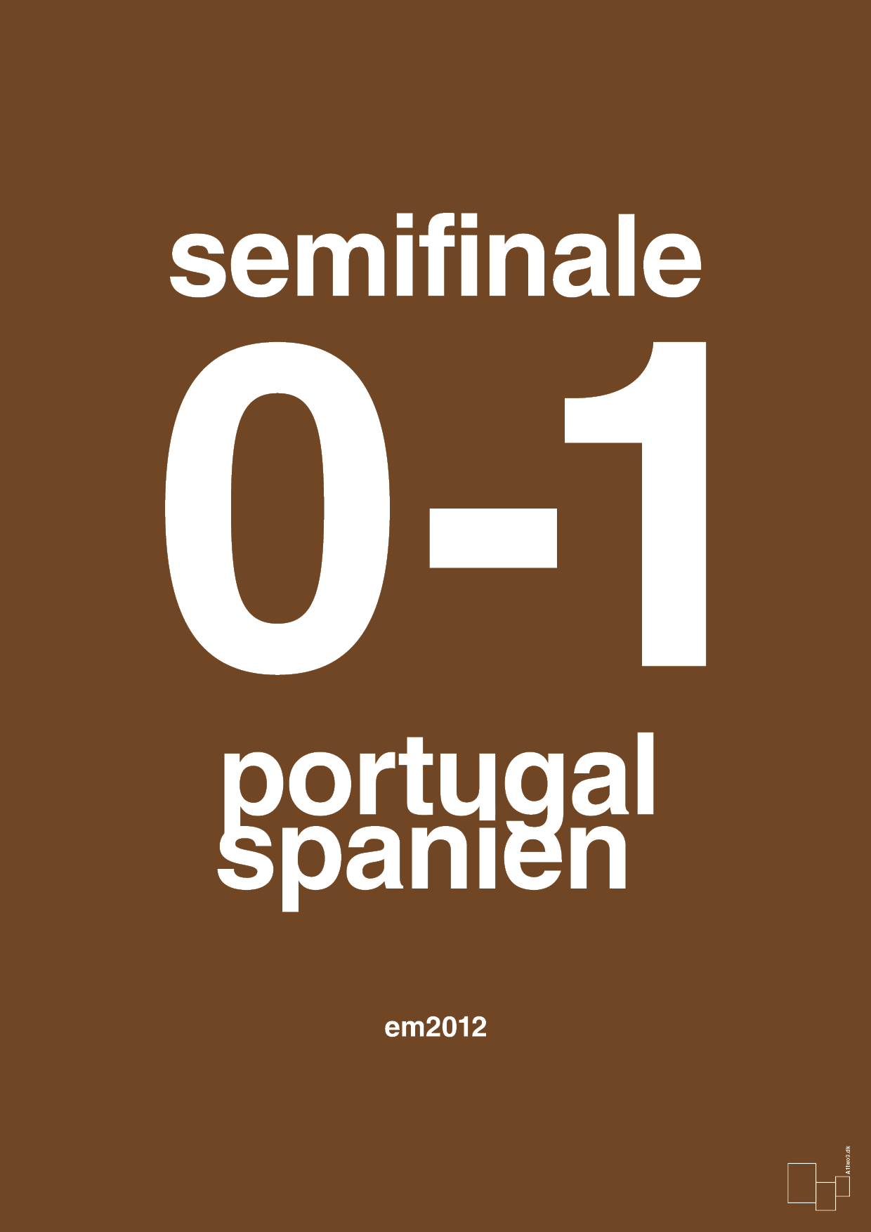 resultat for fodbold em semifinale B i 2012 - Plakat med Sport & Fritid i Dark Brown