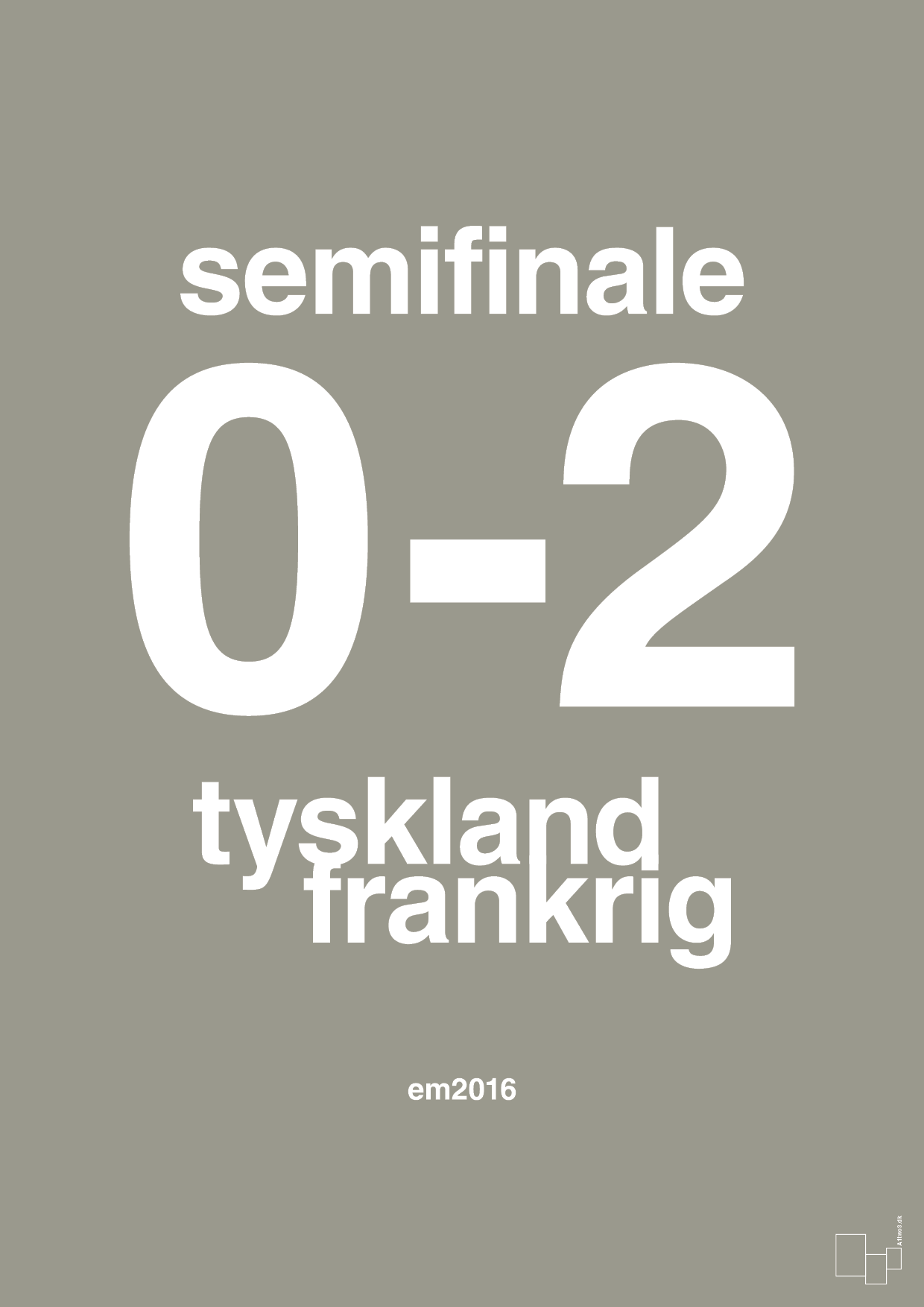resultat for fodbold em semifinale A i 2016 - Plakat med Sport & Fritid i Battleship Gray