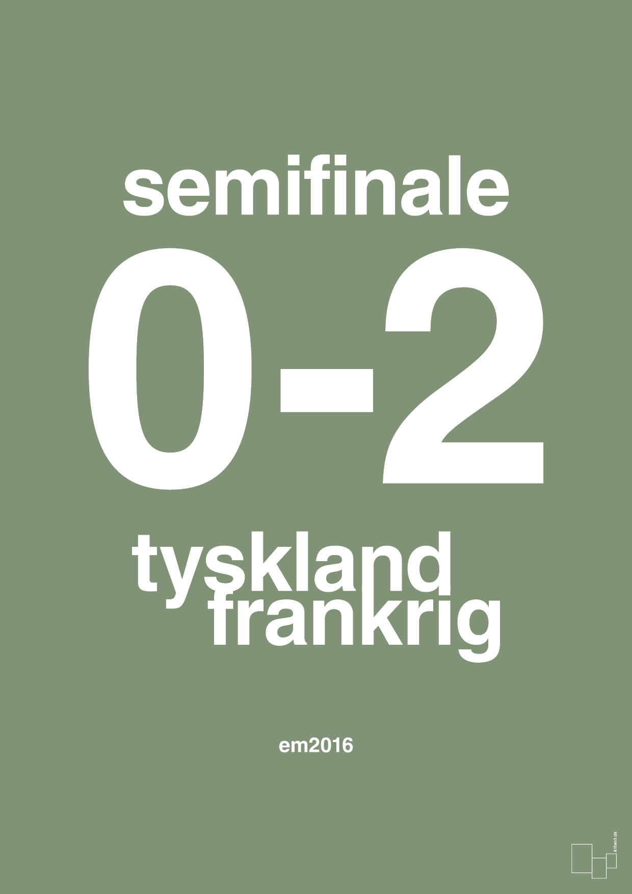 resultat for fodbold em semifinale A i 2016 - Plakat med Sport & Fritid i Jade