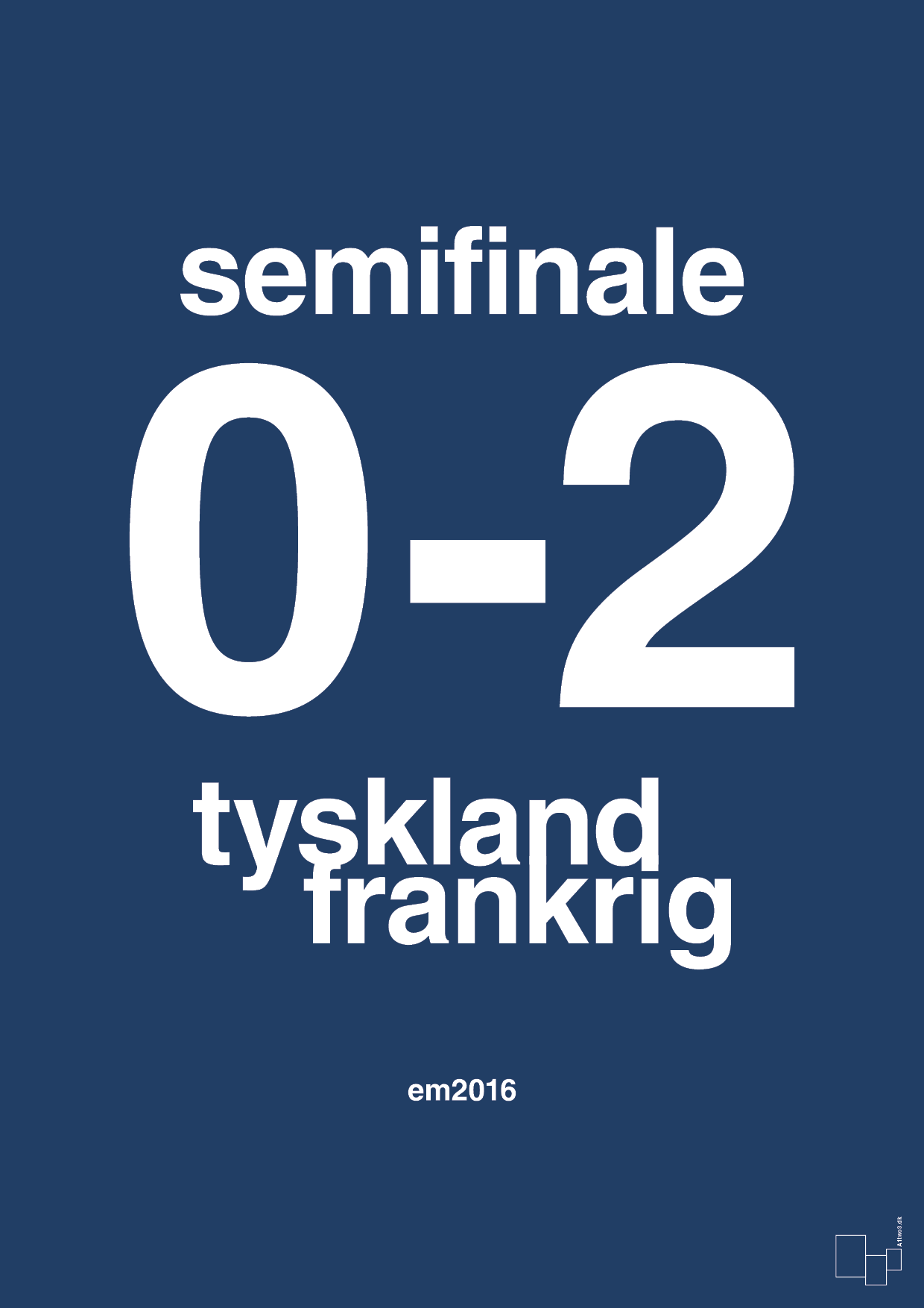 resultat for fodbold em semifinale A i 2016 - Plakat med Sport & Fritid i Lapis Blue