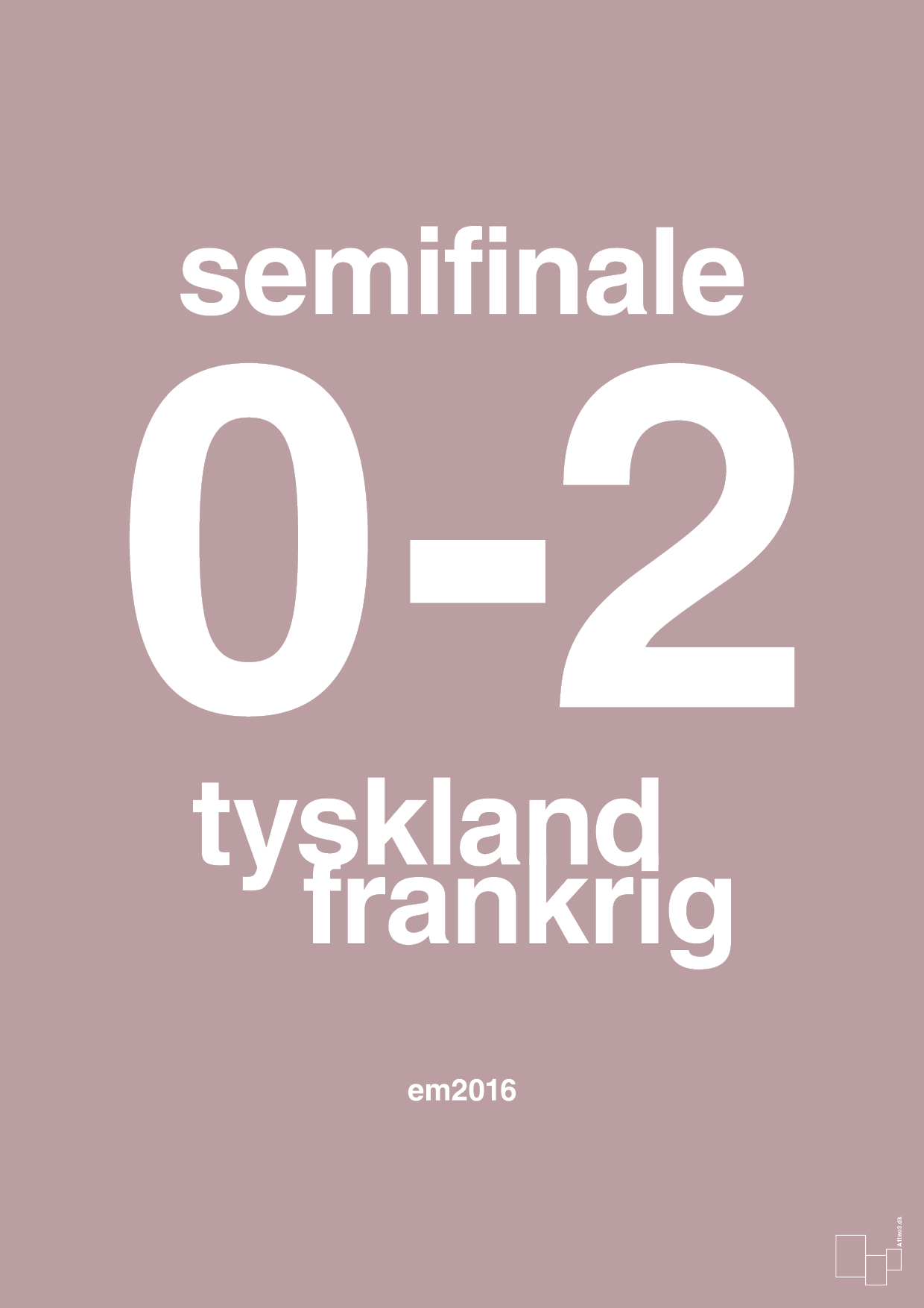 resultat for fodbold em semifinale A i 2016 - Plakat med Sport & Fritid i Light Rose