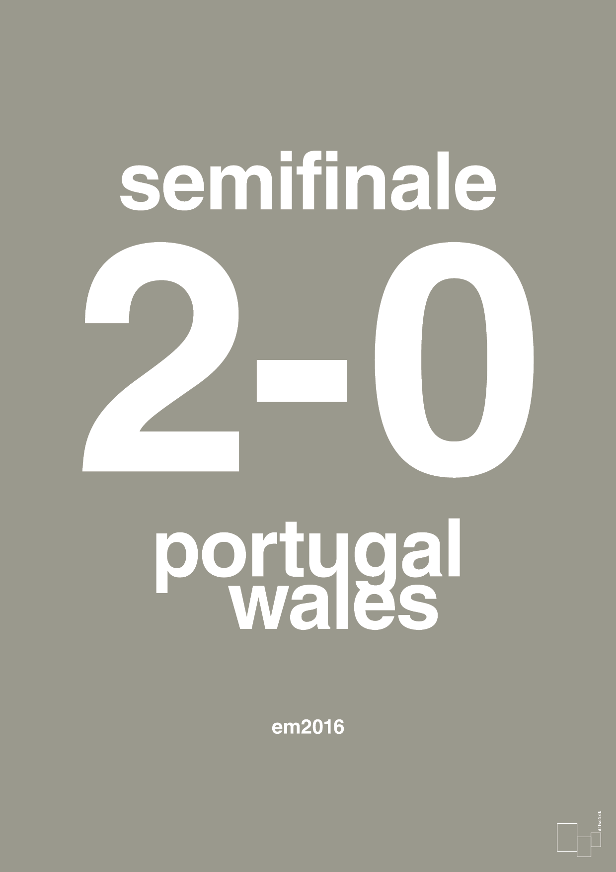 resultat for fodbold em semifinale B i 2016 - Plakat med Sport & Fritid i Battleship Gray