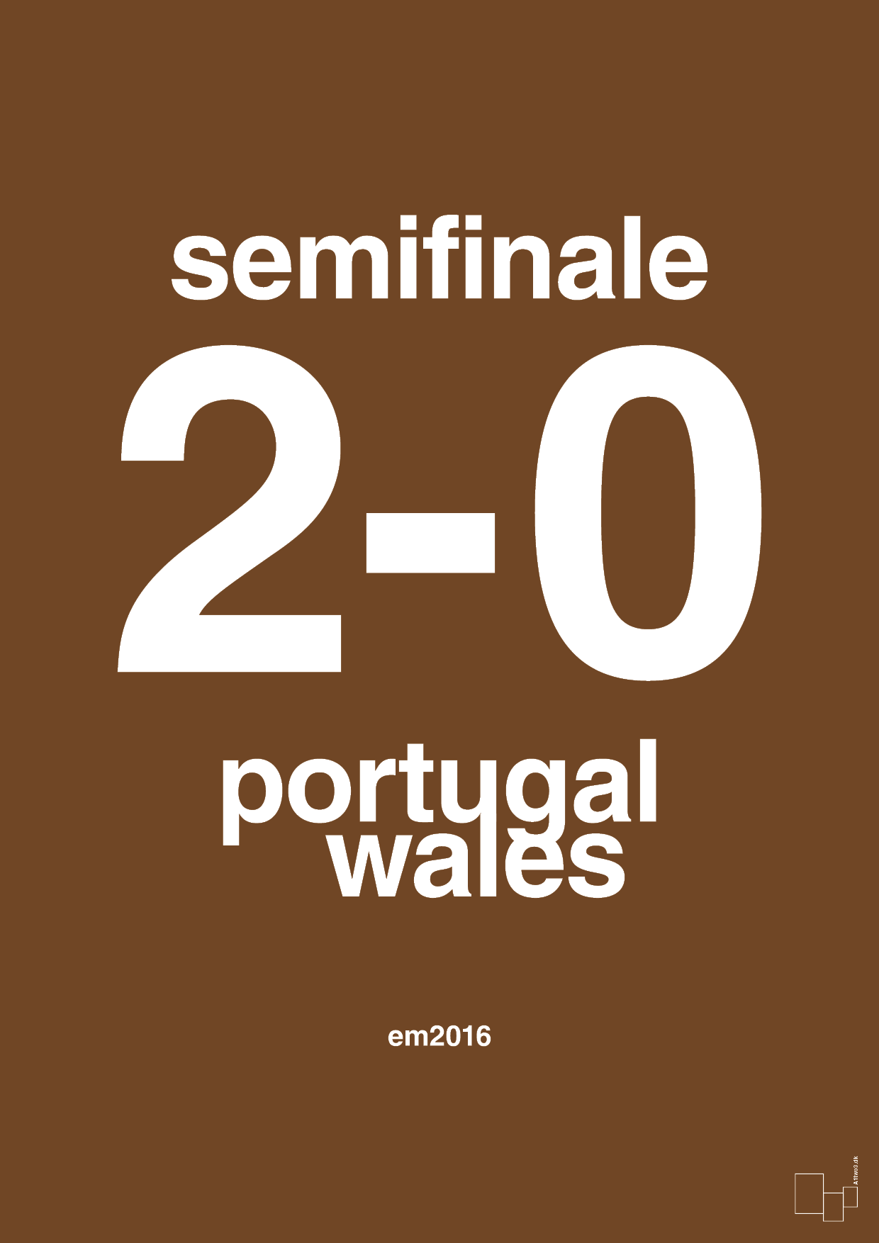 resultat for fodbold em semifinale B i 2016 - Plakat med Sport & Fritid i Dark Brown