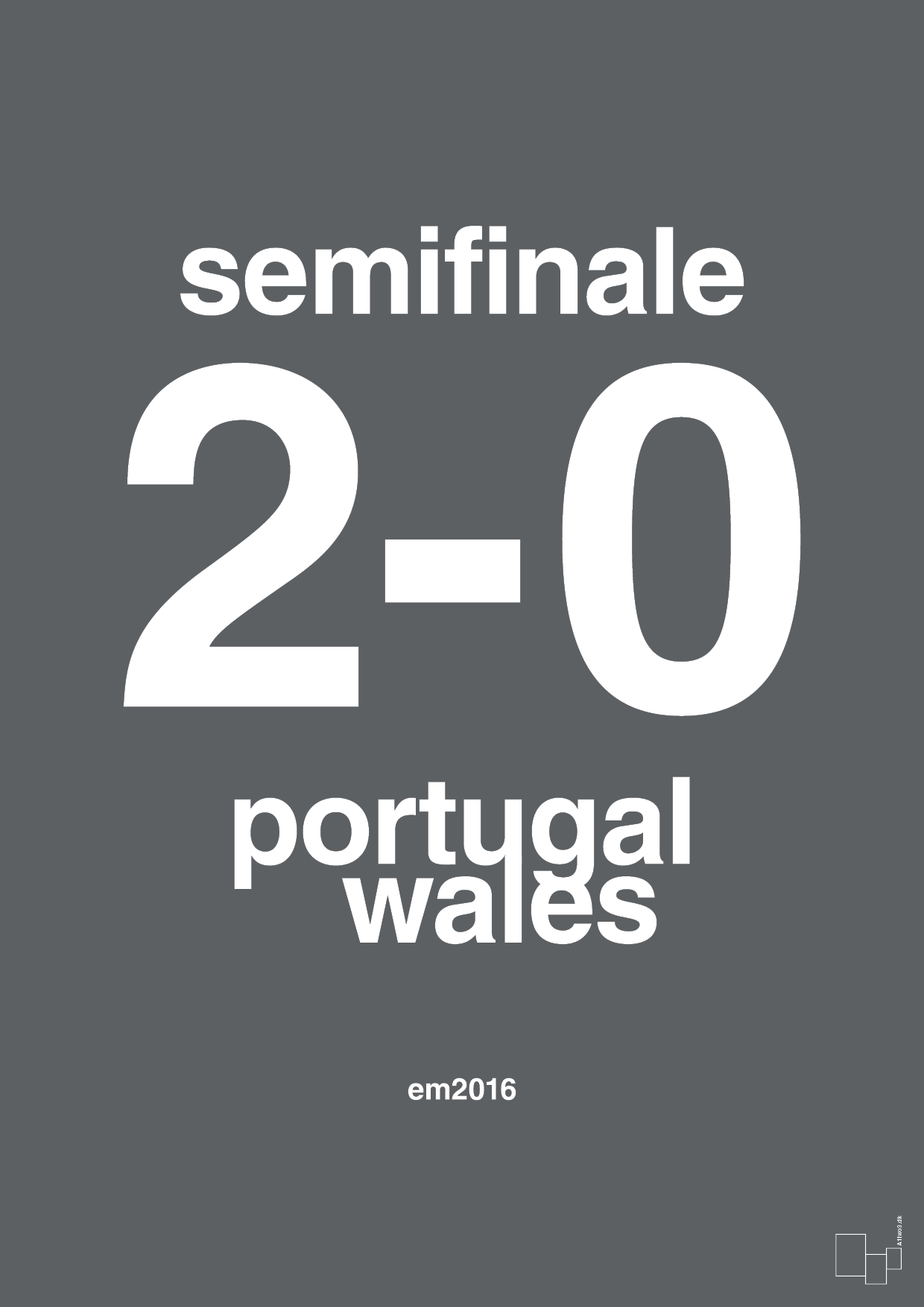 resultat for fodbold em semifinale B i 2016 - Plakat med Sport & Fritid i Graphic Charcoal