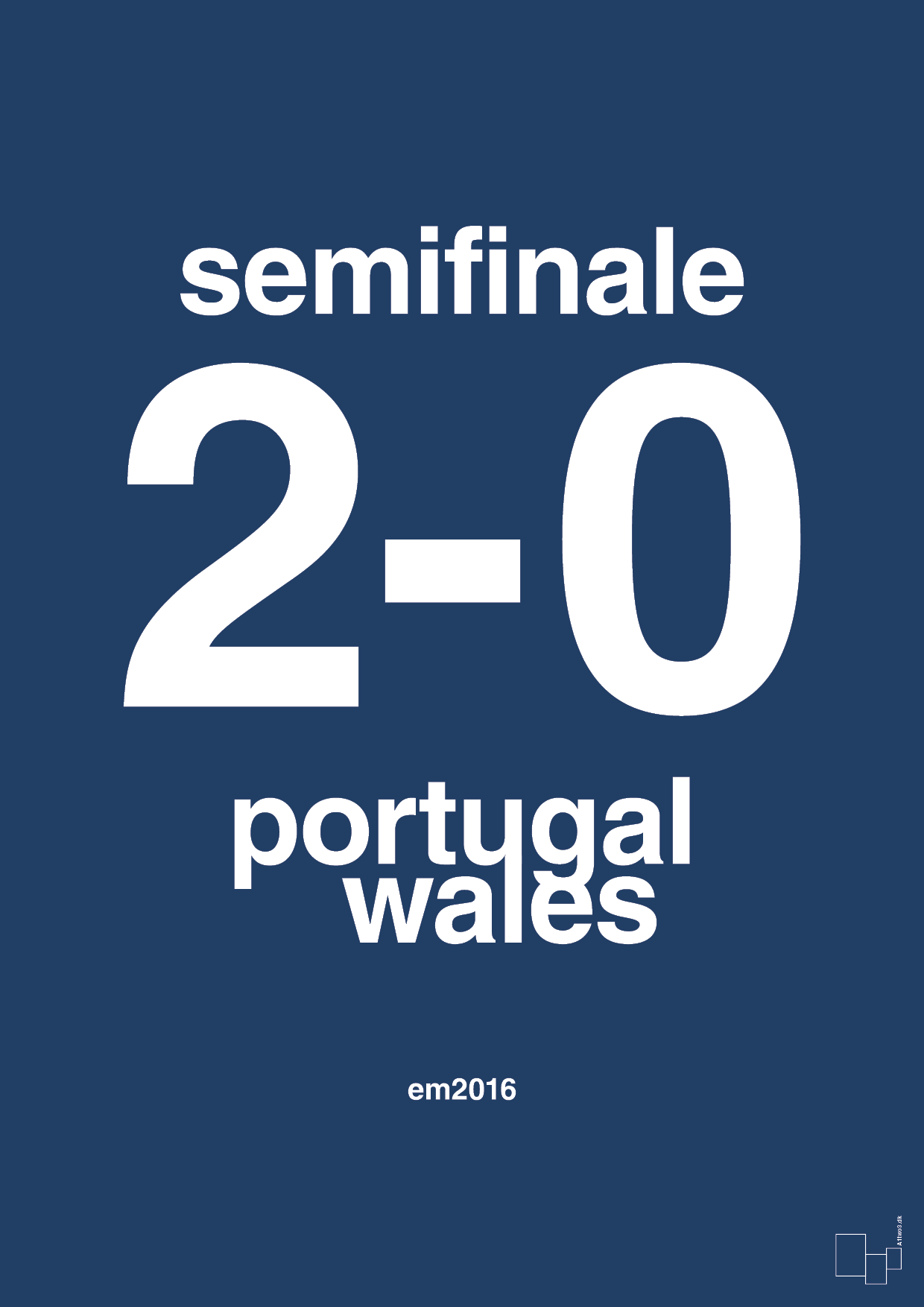 resultat for fodbold em semifinale B i 2016 - Plakat med Sport & Fritid i Lapis Blue