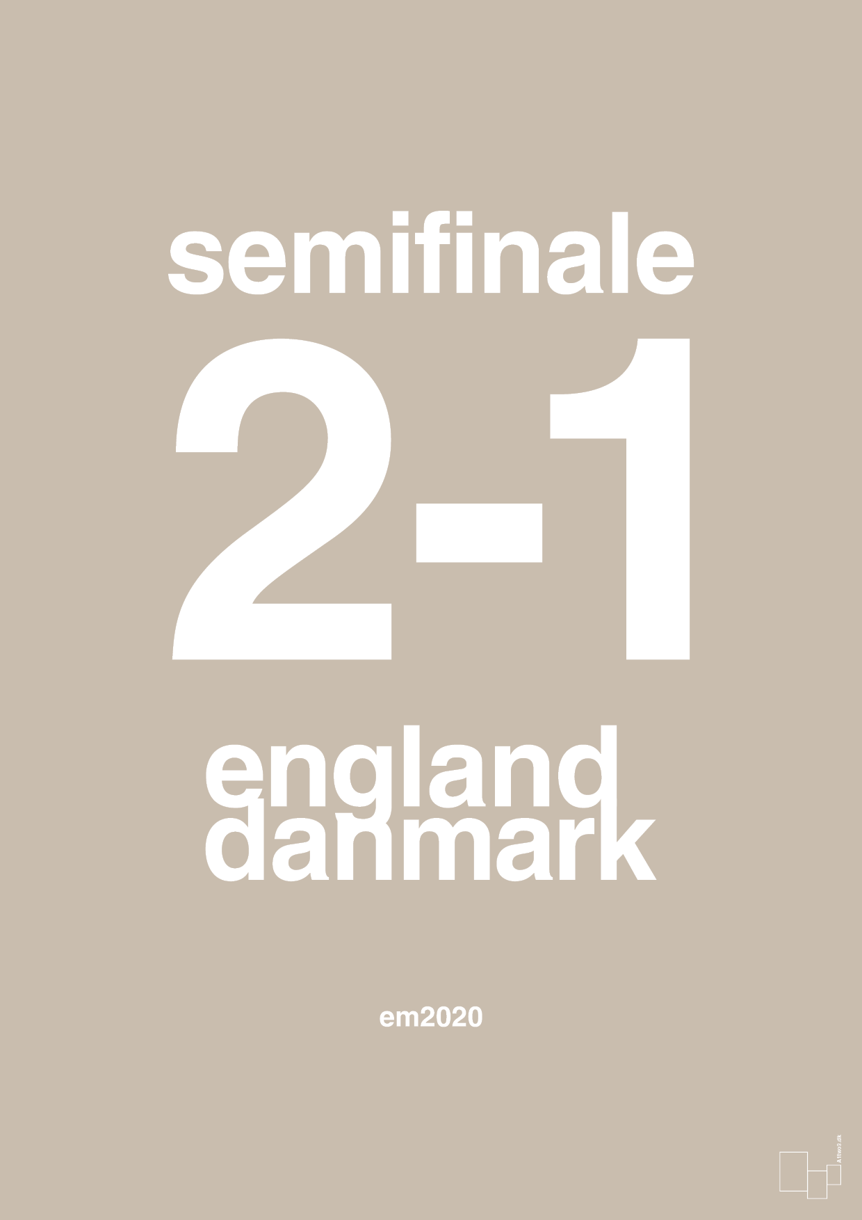 resultat for fodbold em semifinale A i 2020 - Plakat med Sport & Fritid i Creamy Mushroom