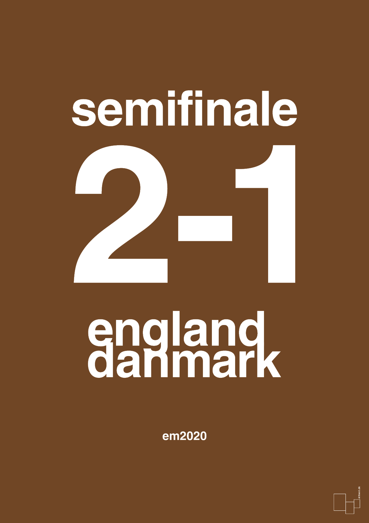 resultat for fodbold em semifinale A i 2020 - Plakat med Sport & Fritid i Dark Brown