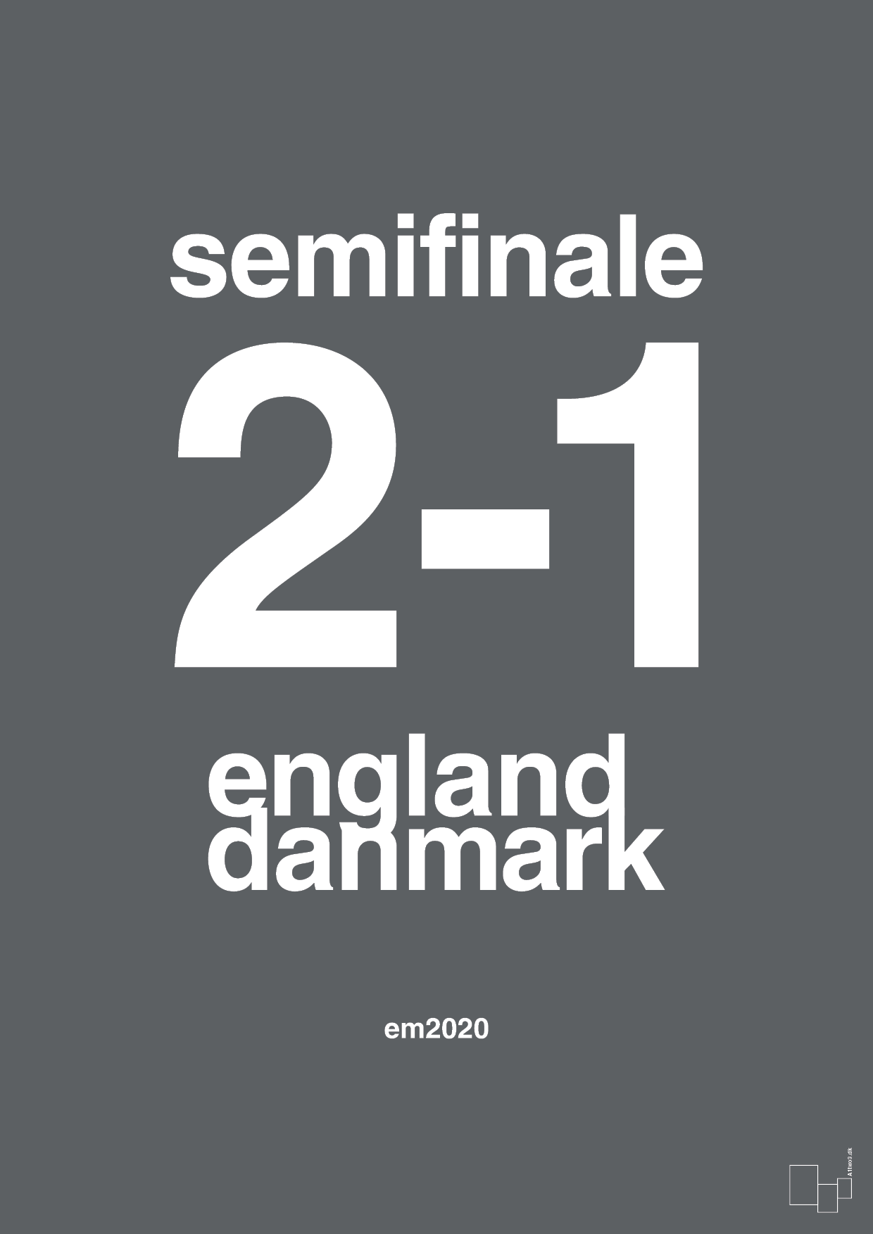 resultat for fodbold em semifinale A i 2020 - Plakat med Sport & Fritid i Graphic Charcoal