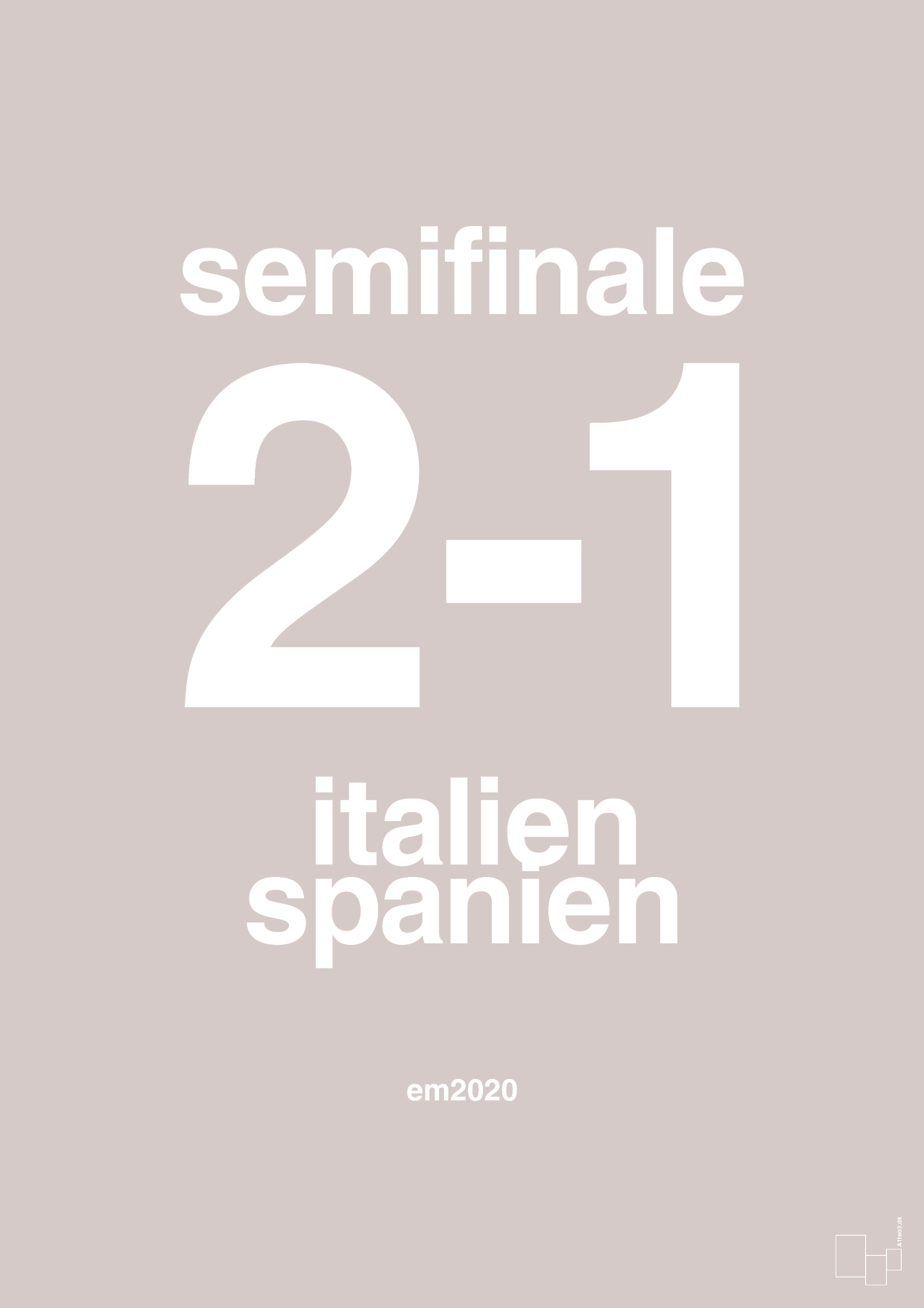 resultat for fodbold em semifinale B i 2020 - Plakat med Sport & Fritid i Broken Beige