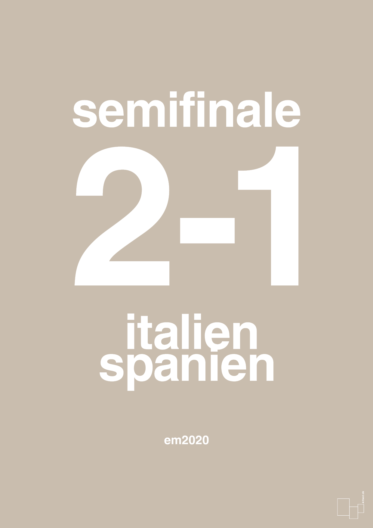 resultat for fodbold em semifinale B i 2020 - Plakat med Sport & Fritid i Creamy Mushroom