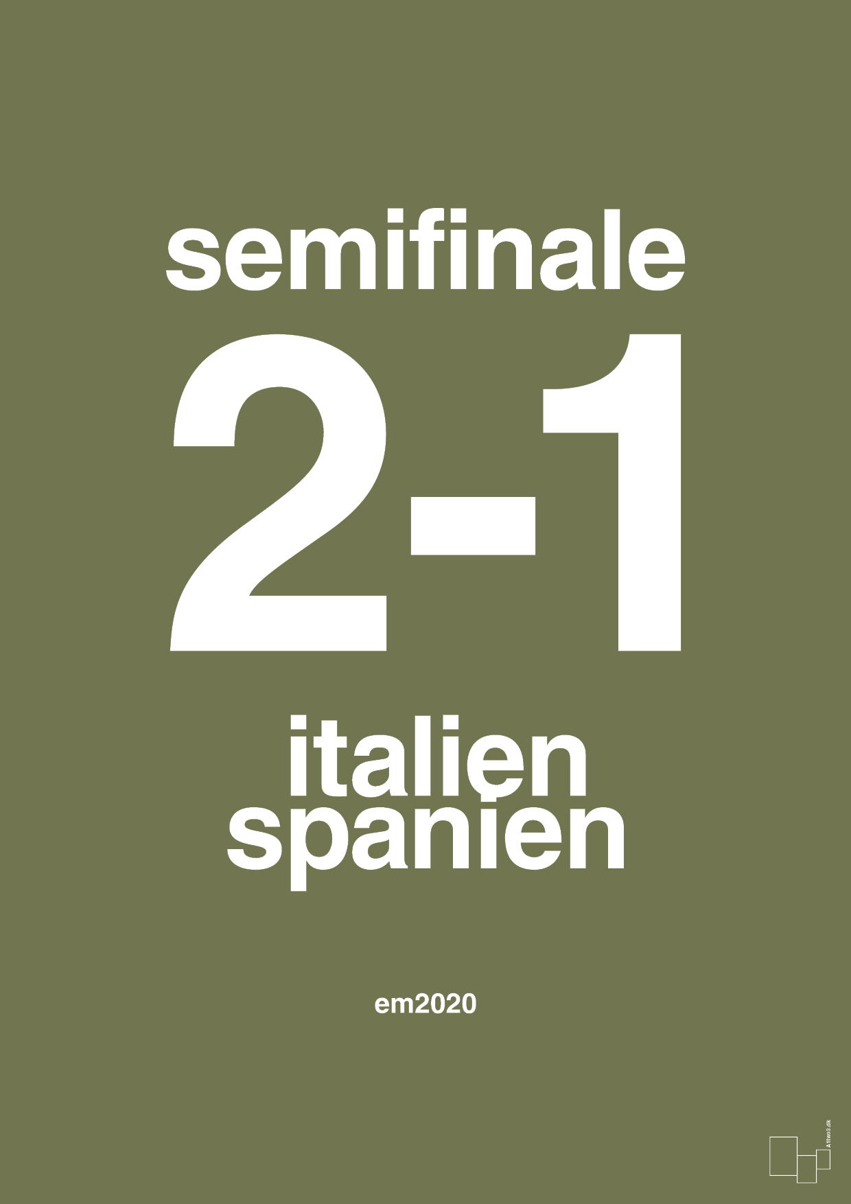 resultat for fodbold em semifinale B i 2020 - Plakat med Sport & Fritid i Secret Meadow