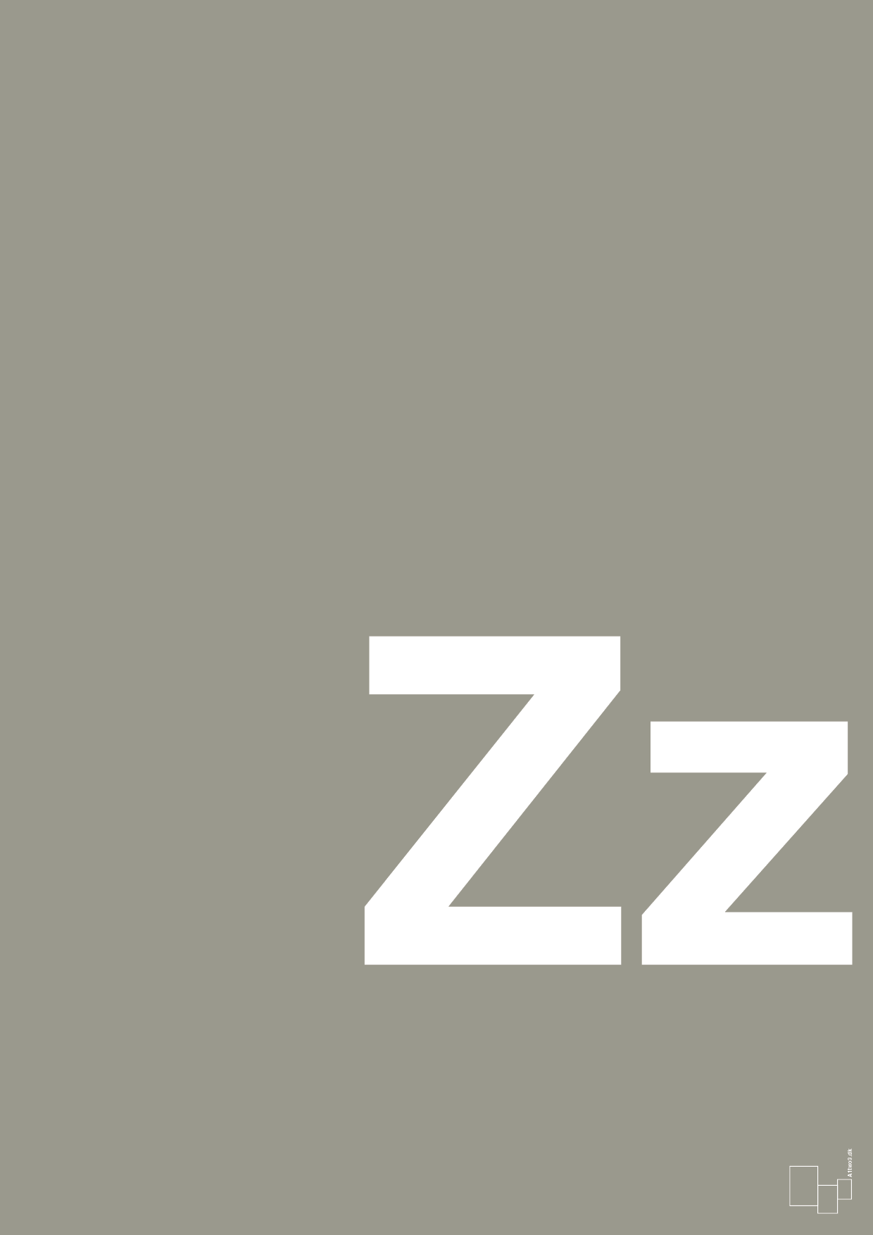bogstav zz - Plakat med Bogstaver i Battleship Gray