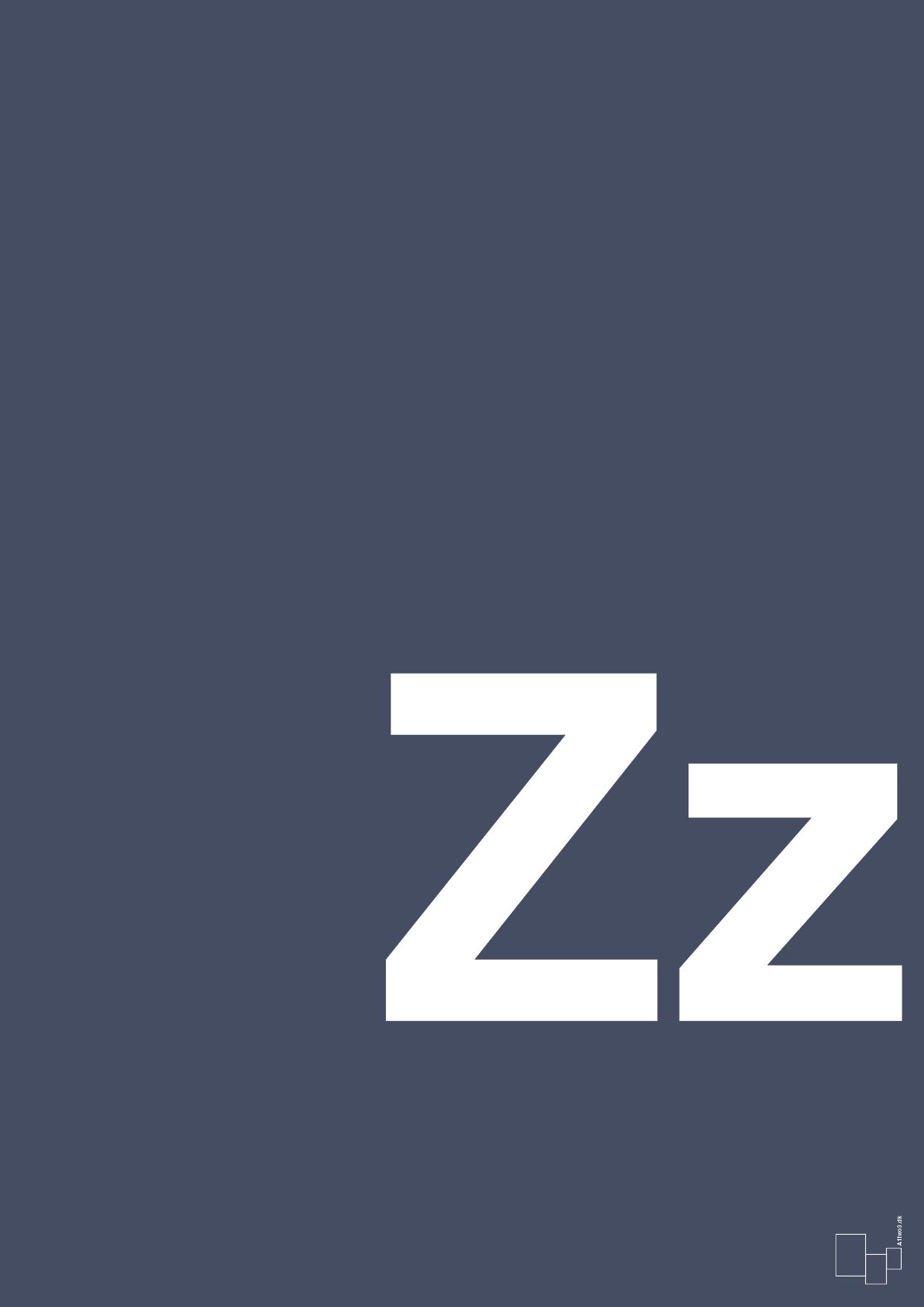 bogstav zz - Plakat med Bogstaver i Petrol