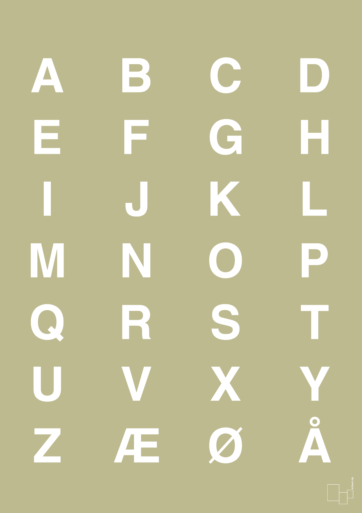alfabet med store bogstaver - Plakat med Bogstaver i Back to Nature