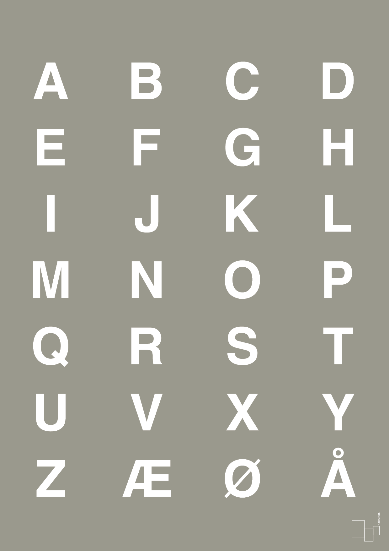 alfabet med store bogstaver - Plakat med Bogstaver i Misty Forrest