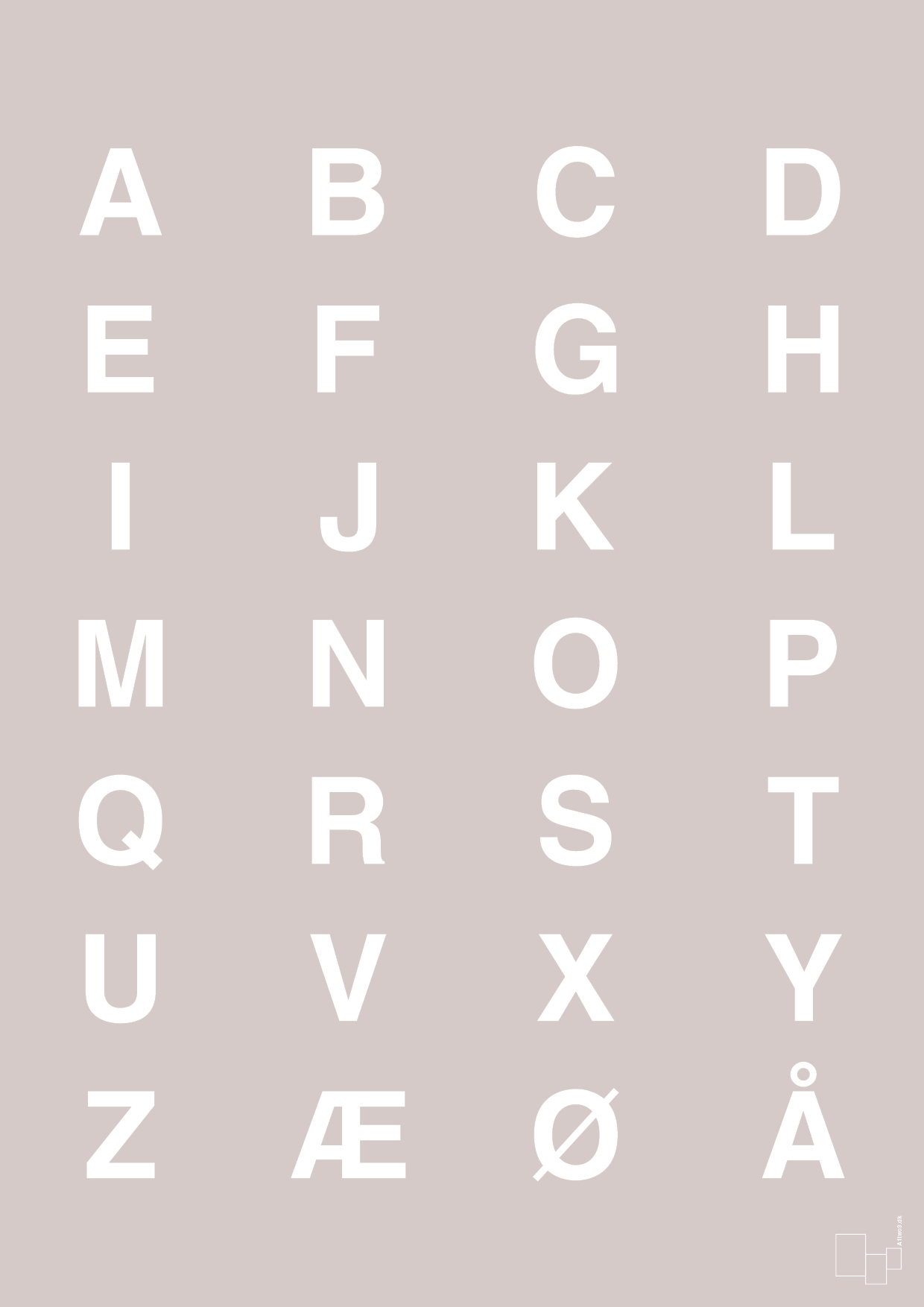 alfabet med store bogstaver - Plakat med Bogstaver i Broken Beige