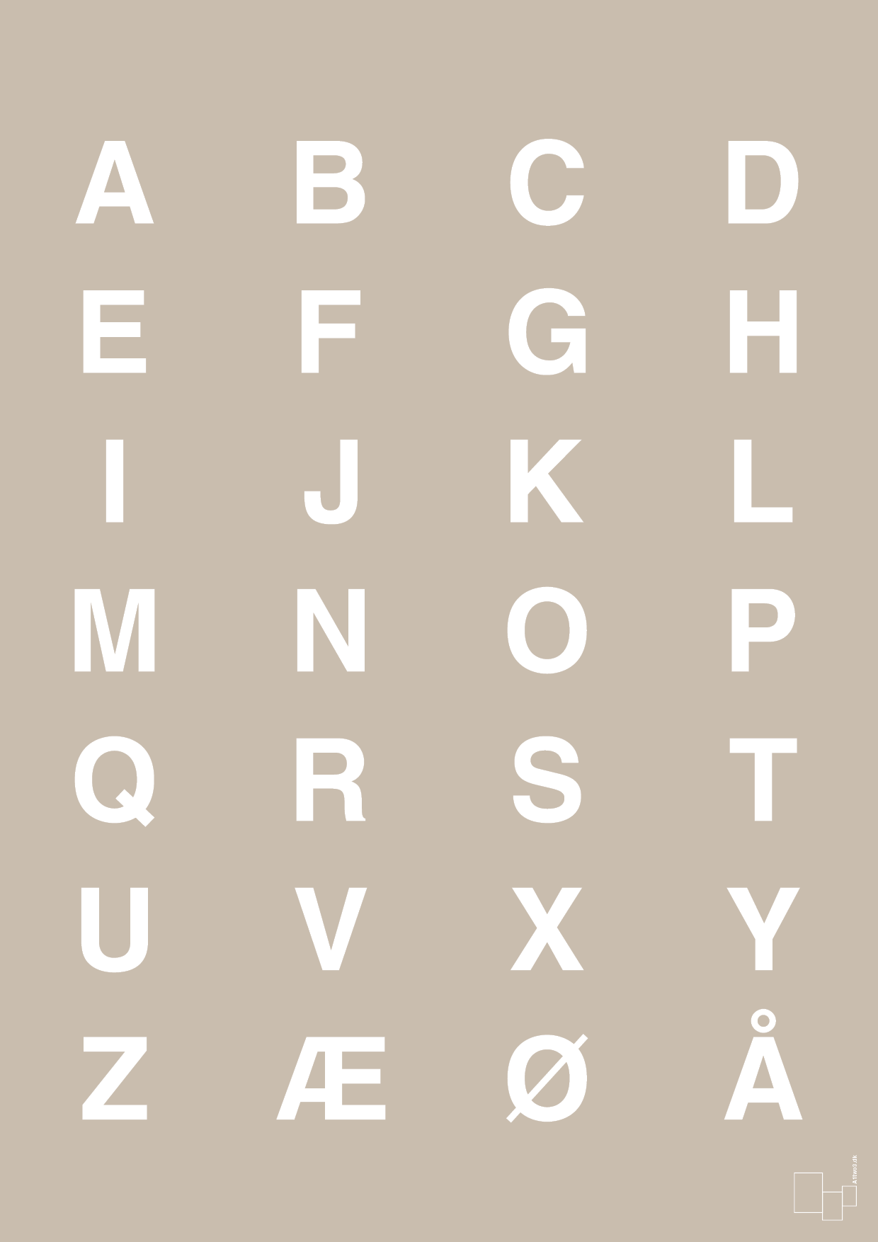 alfabet med store bogstaver - Plakat med Bogstaver i Creamy Mushroom