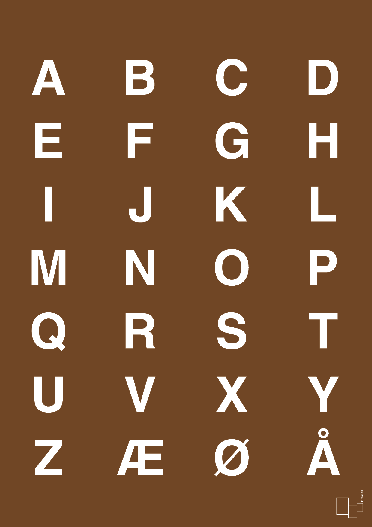 alfabet med store bogstaver - Plakat med Bogstaver i Dark Brown