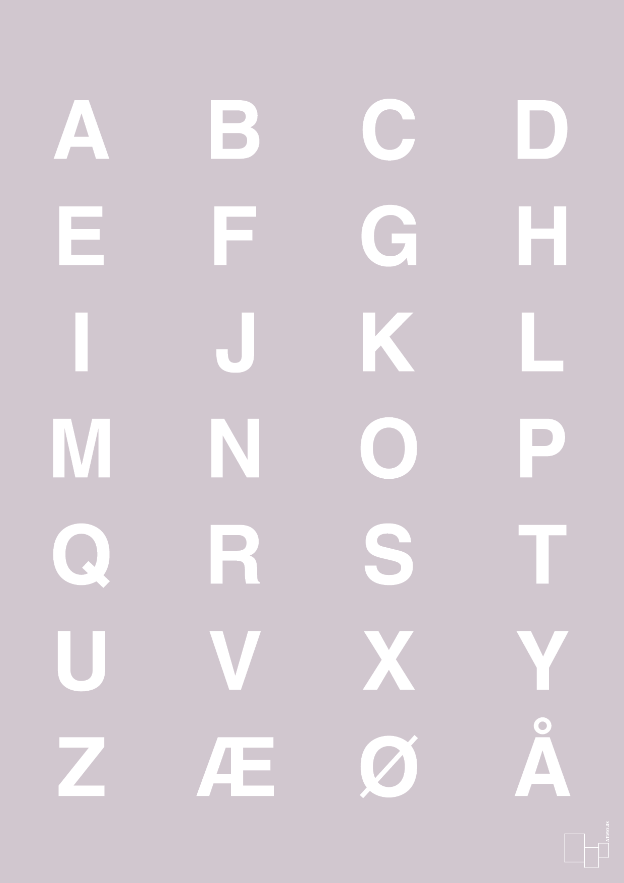 alfabet med store bogstaver - Plakat med Bogstaver i Dusty Lilac