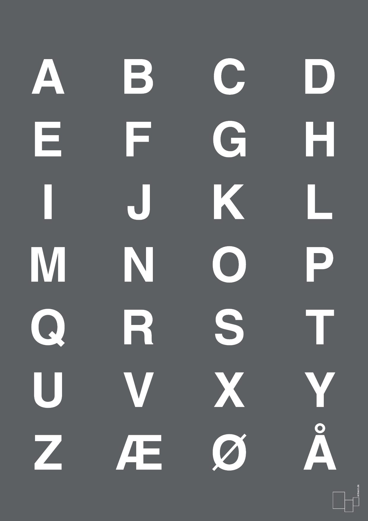 alfabet med store bogstaver - Plakat med Bogstaver i Graphic Charcoal