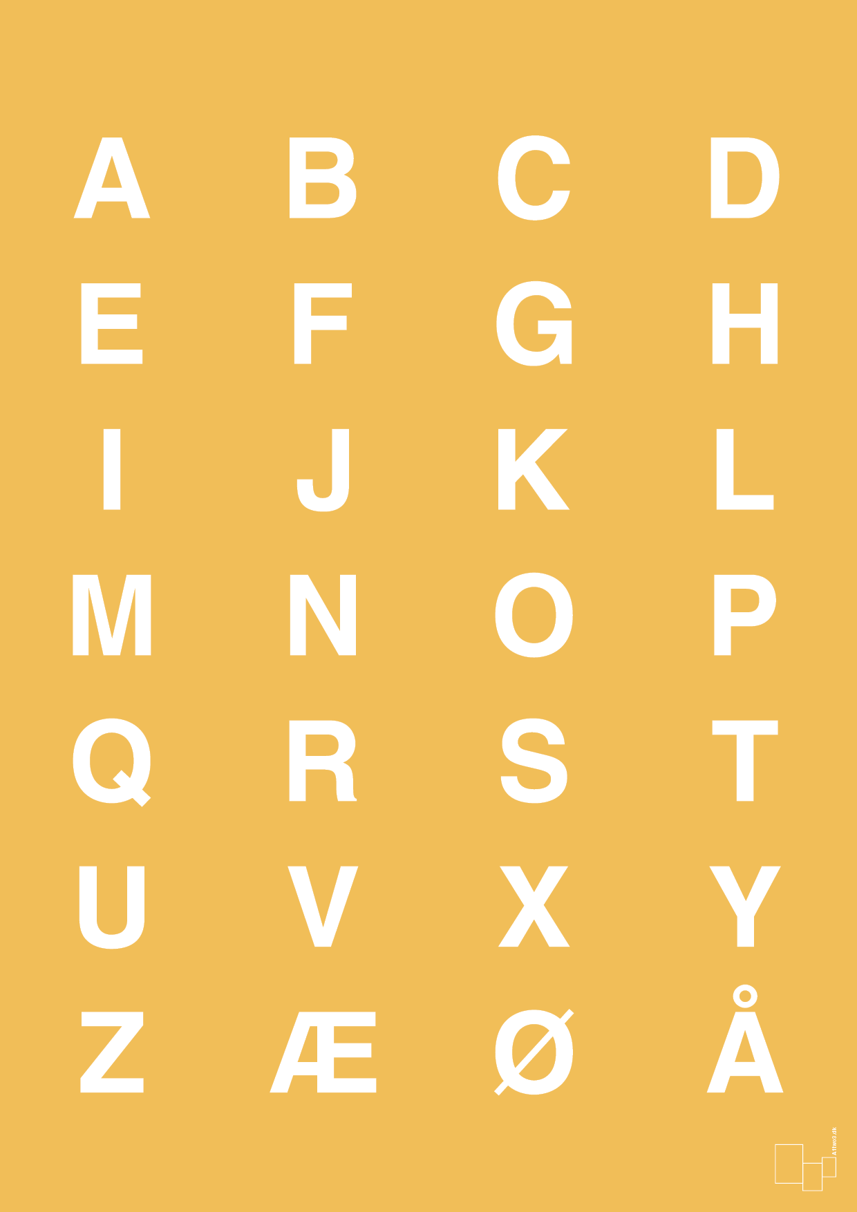 alfabet med store bogstaver - Plakat med Bogstaver i Honeycomb