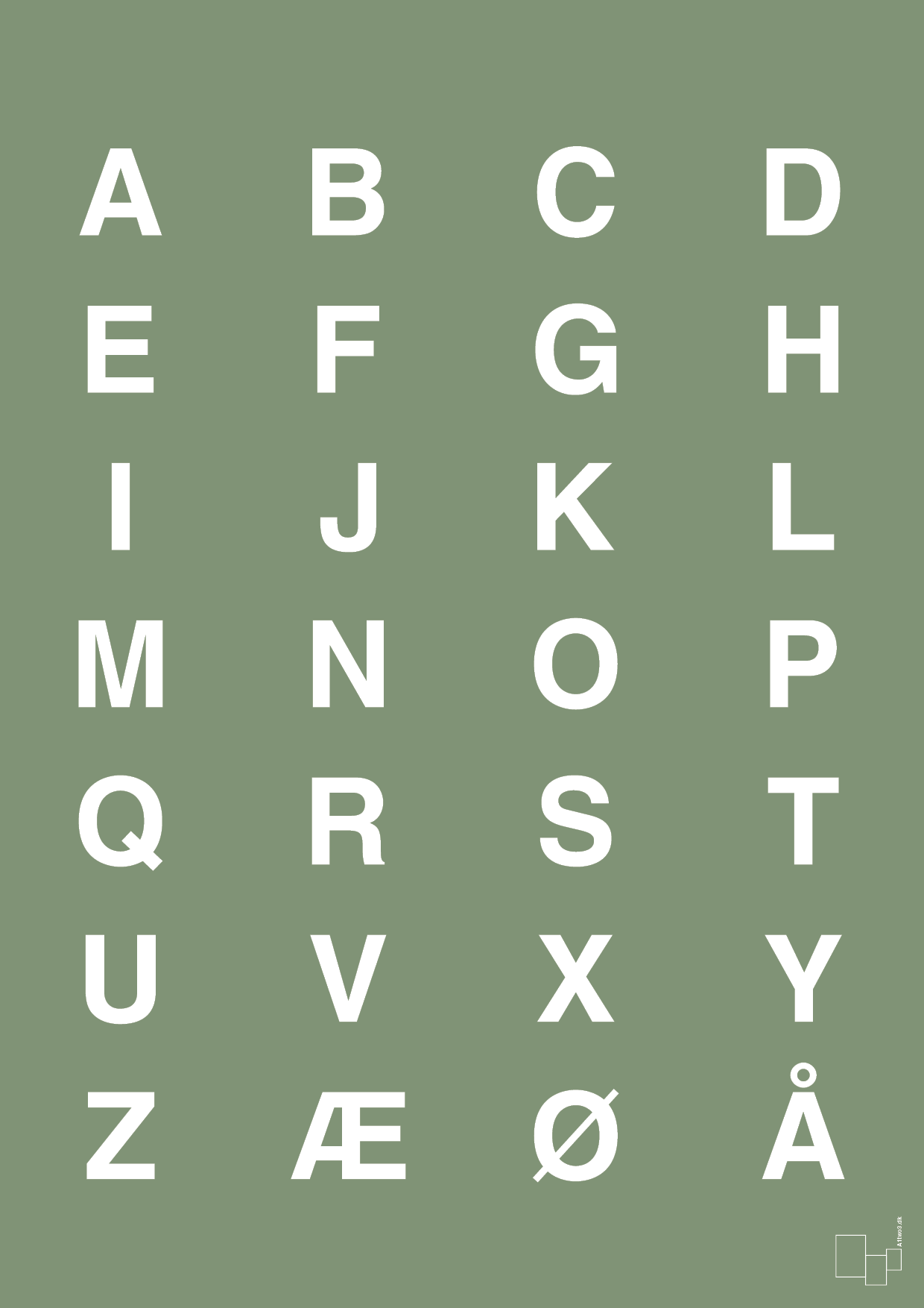 alfabet med store bogstaver - Plakat med Bogstaver i Jade