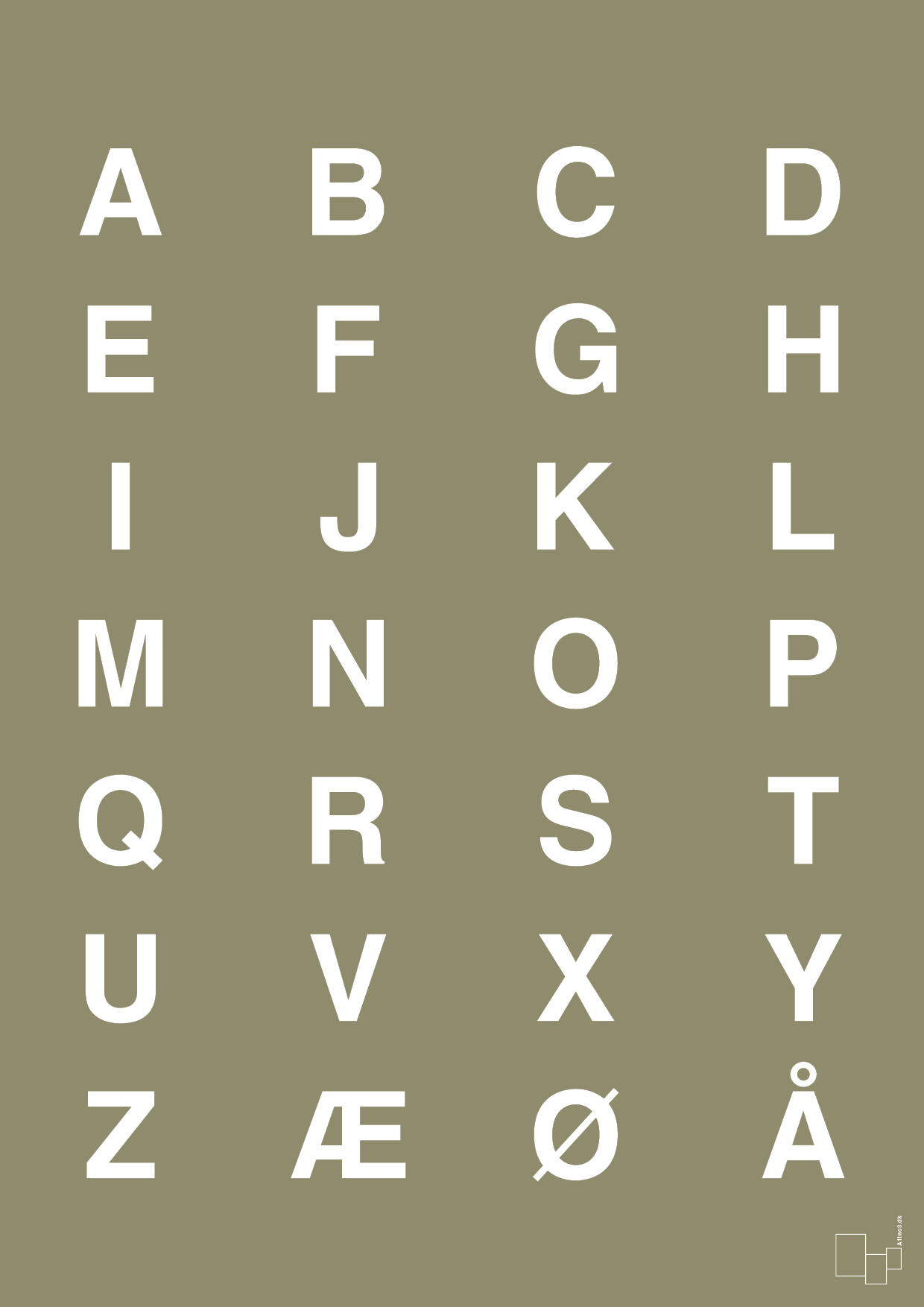 alfabet med store bogstaver - Plakat med Bogstaver i Battleship Gray