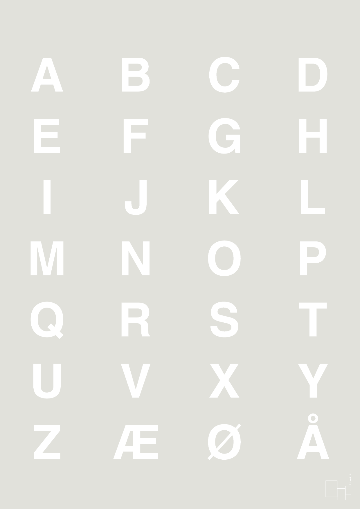 alfabet med store bogstaver - Plakat med Bogstaver i Painters White