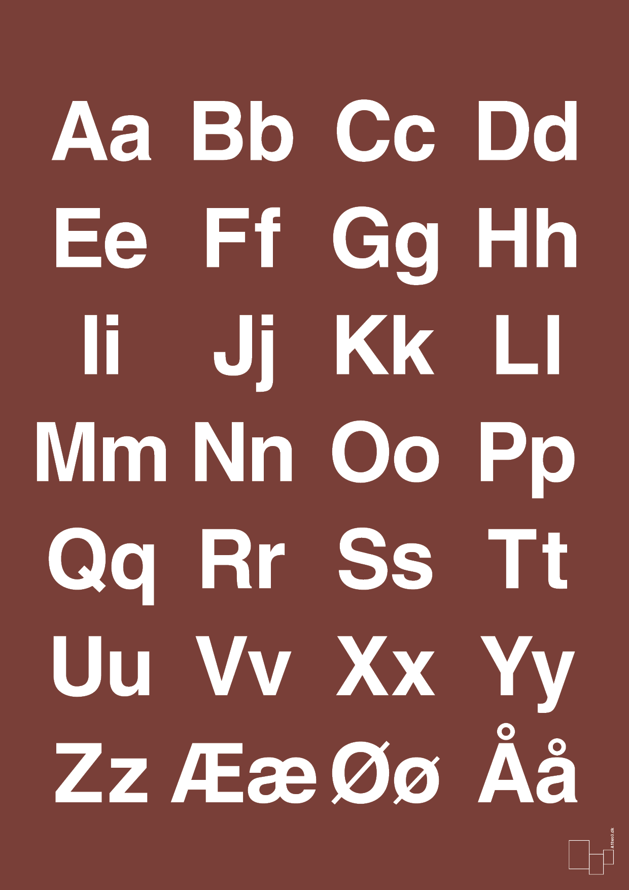 plakat: alfabet med store og små bogstaver
