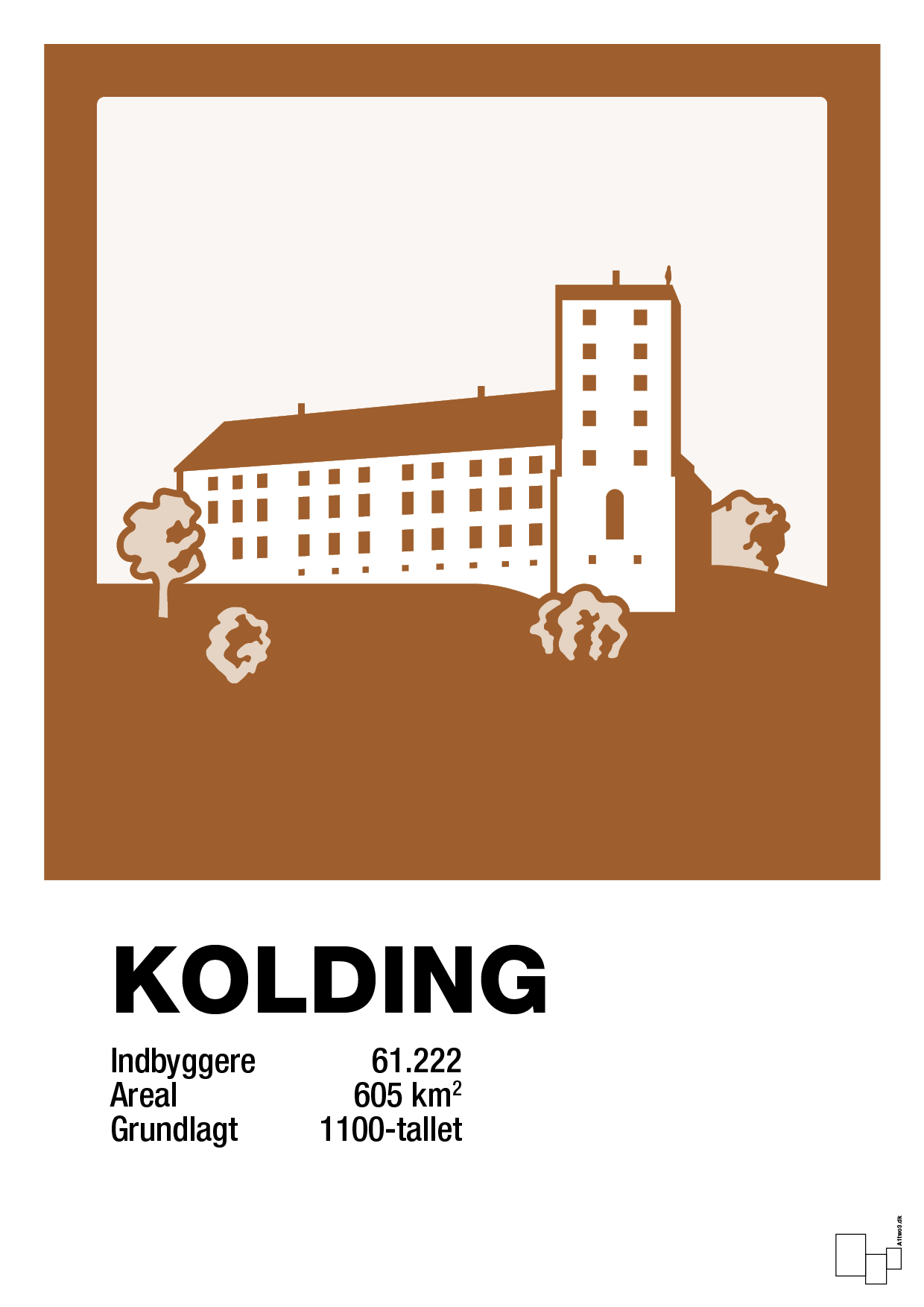byplakat kolding - koldinghus - Plakat med Grafik i Cognac