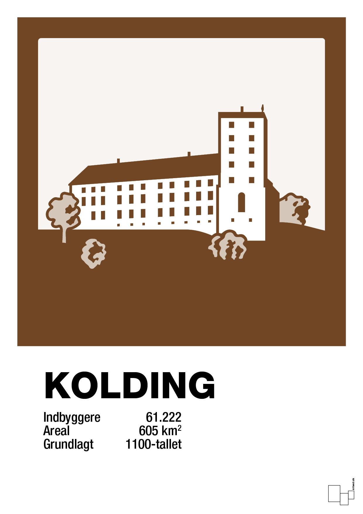 byplakat kolding - koldinghus - Plakat med Grafik i Dark Brown