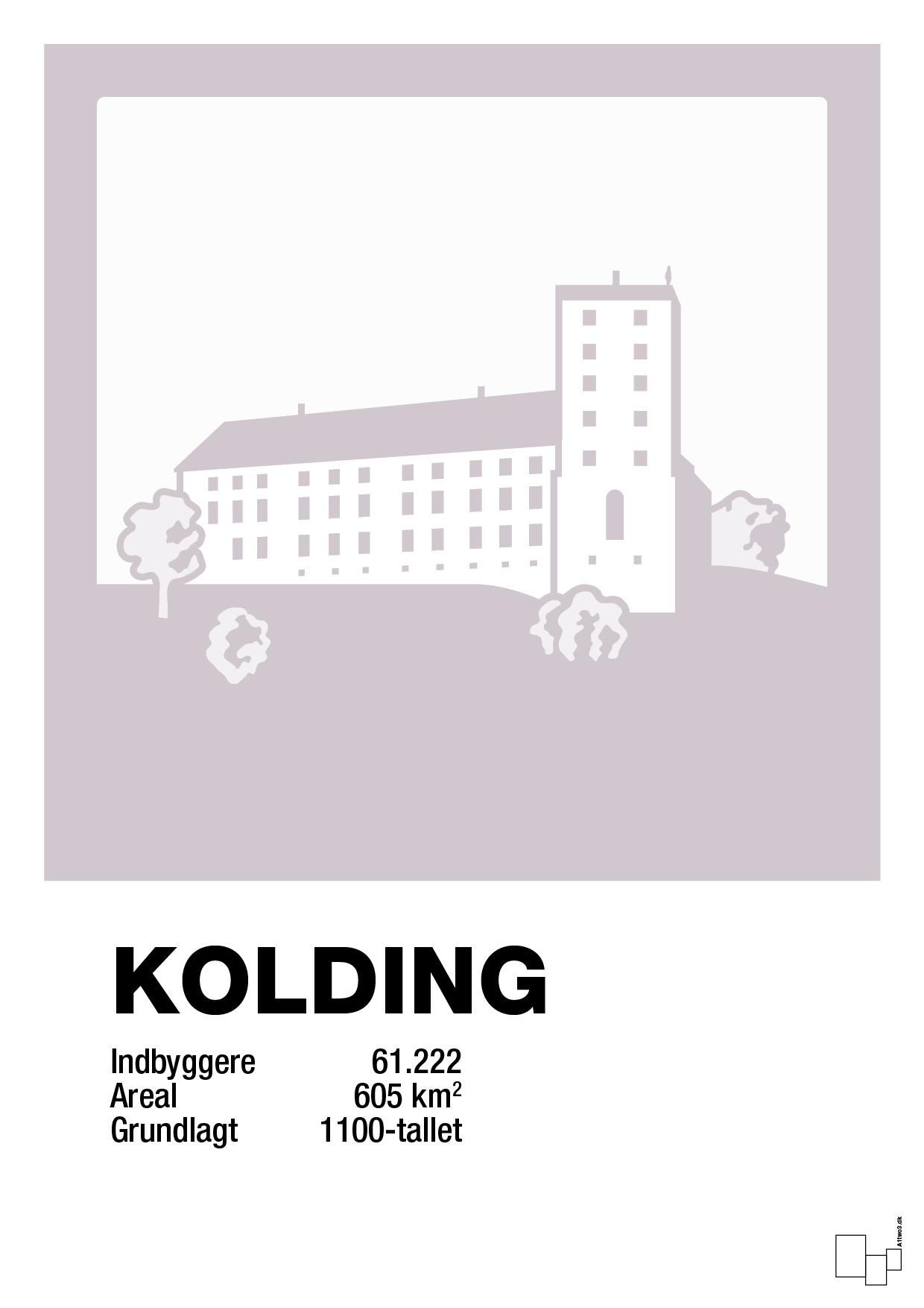 byplakat kolding - koldinghus - Plakat med Grafik i Dusty Lilac