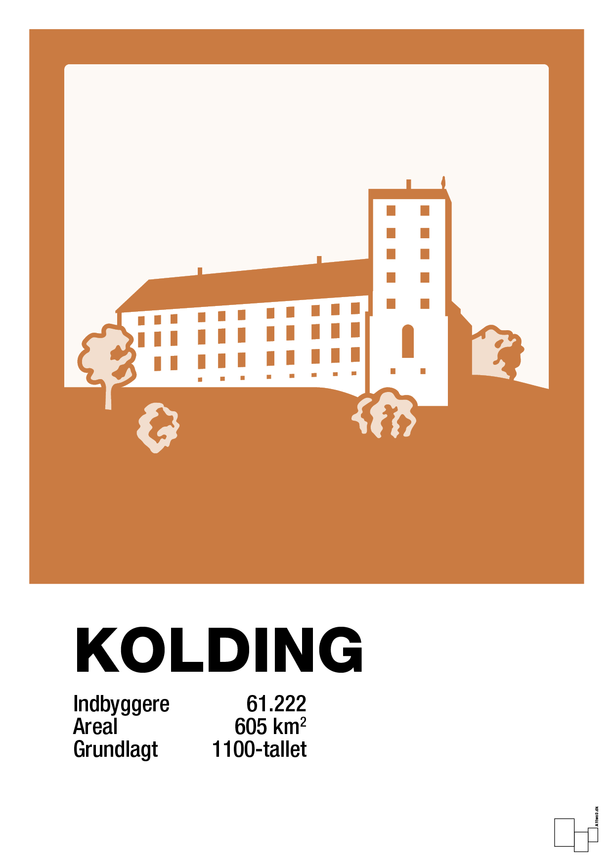 byplakat kolding - koldinghus - Plakat med Grafik i Rumba Orange