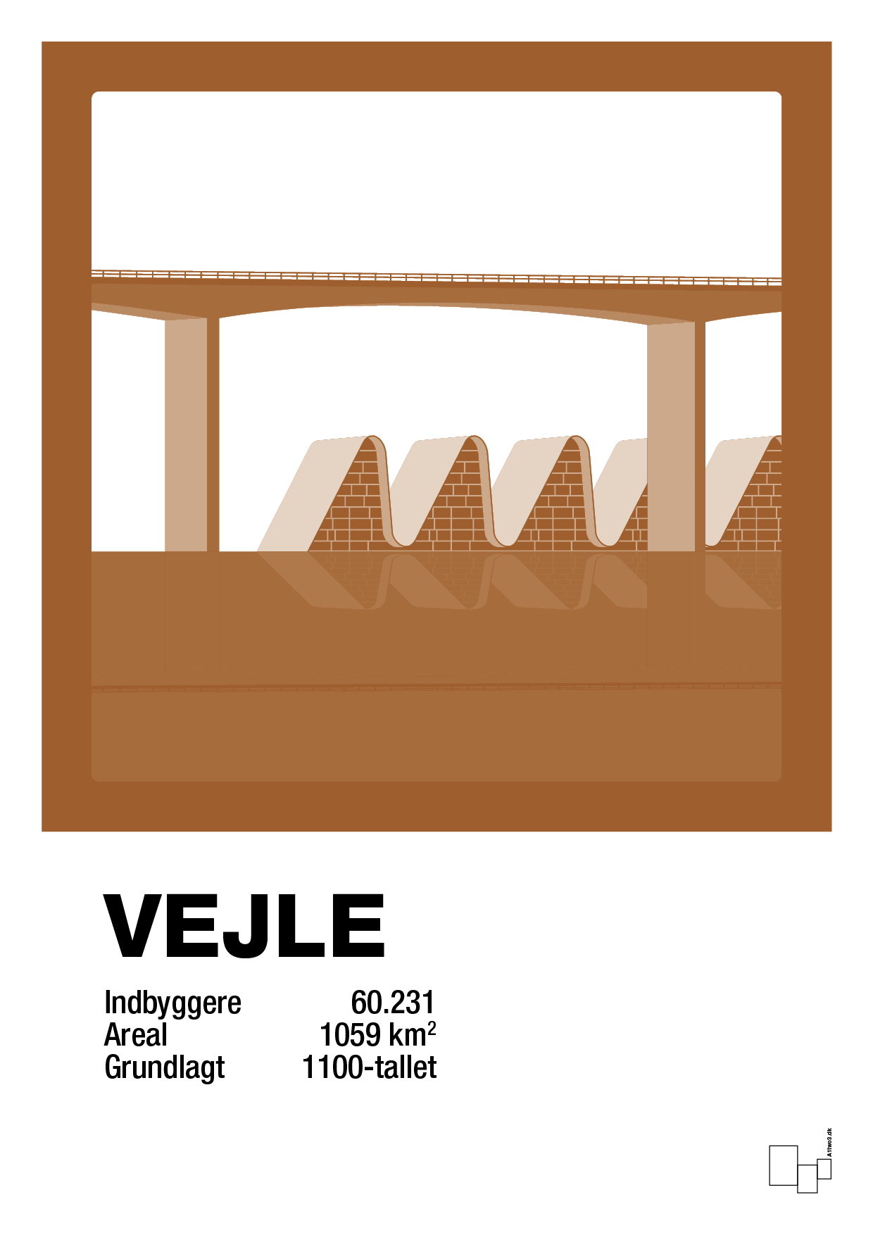 byplakat vejle - vejlefjordbroen - Plakat med Grafik i Cognac