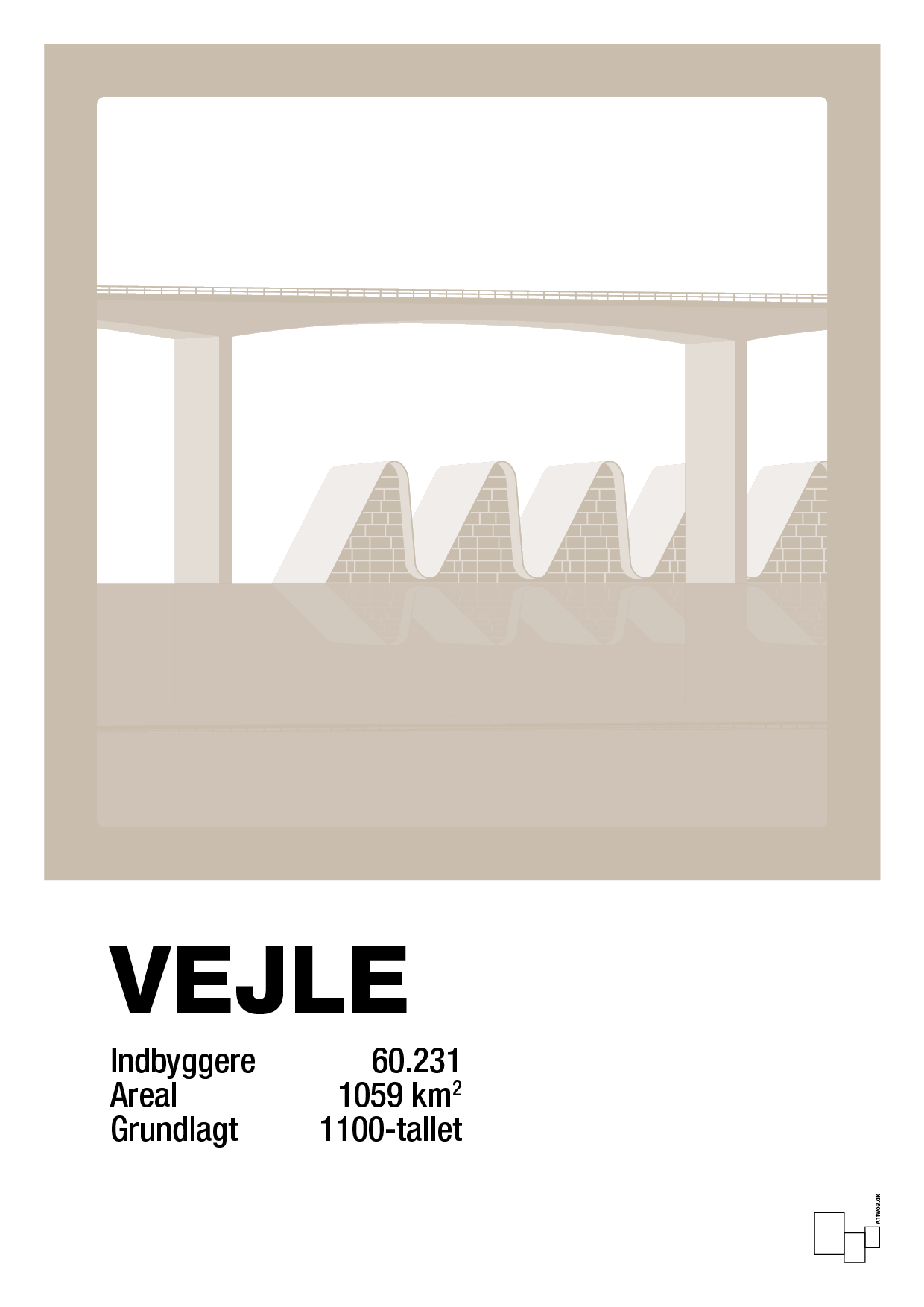 byplakat vejle - vejlefjordbroen - Plakat med Grafik i Creamy Mushroom