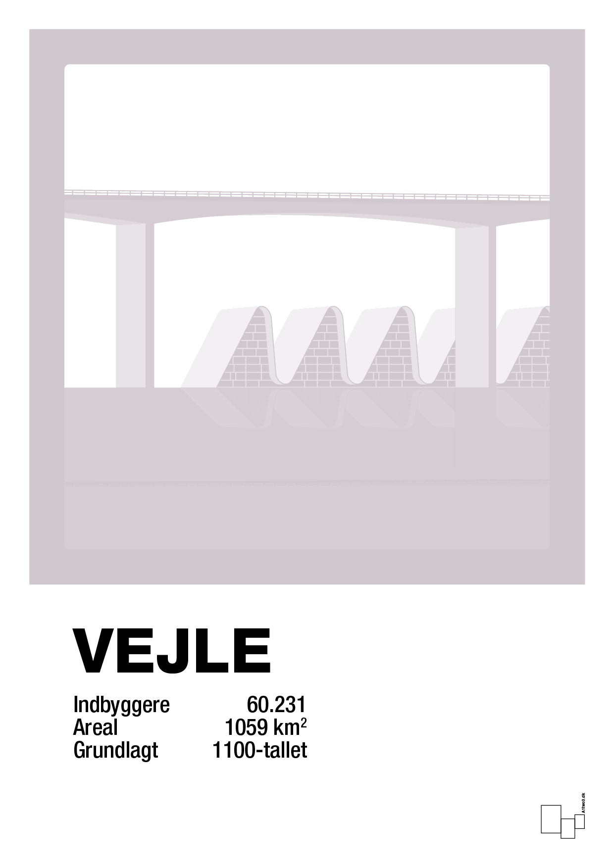 byplakat vejle - vejlefjordbroen - Plakat med Grafik i Dusty Lilac
